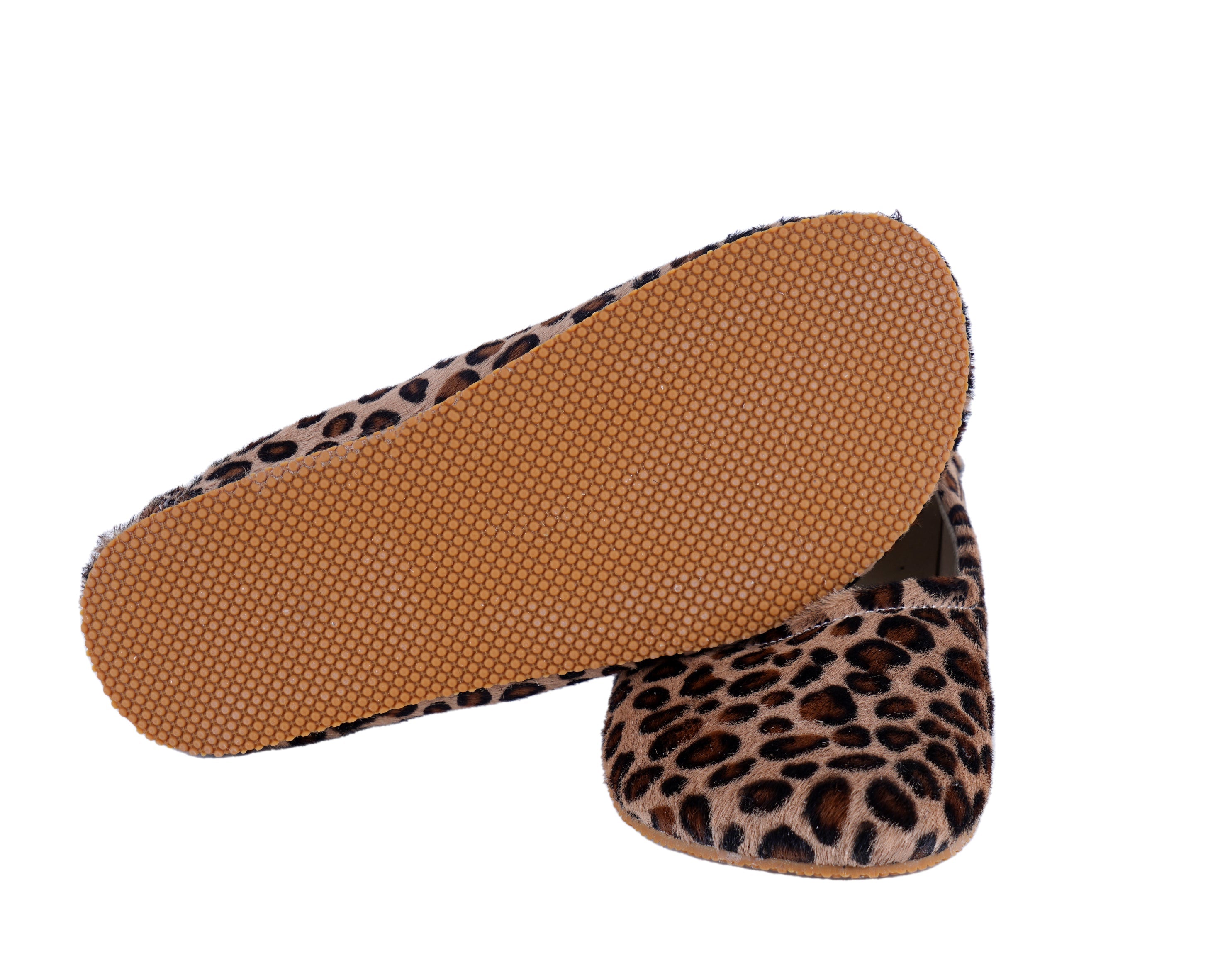Leopard Women Flat Ballets Wide Barefoot Smooth Leather Handmade 