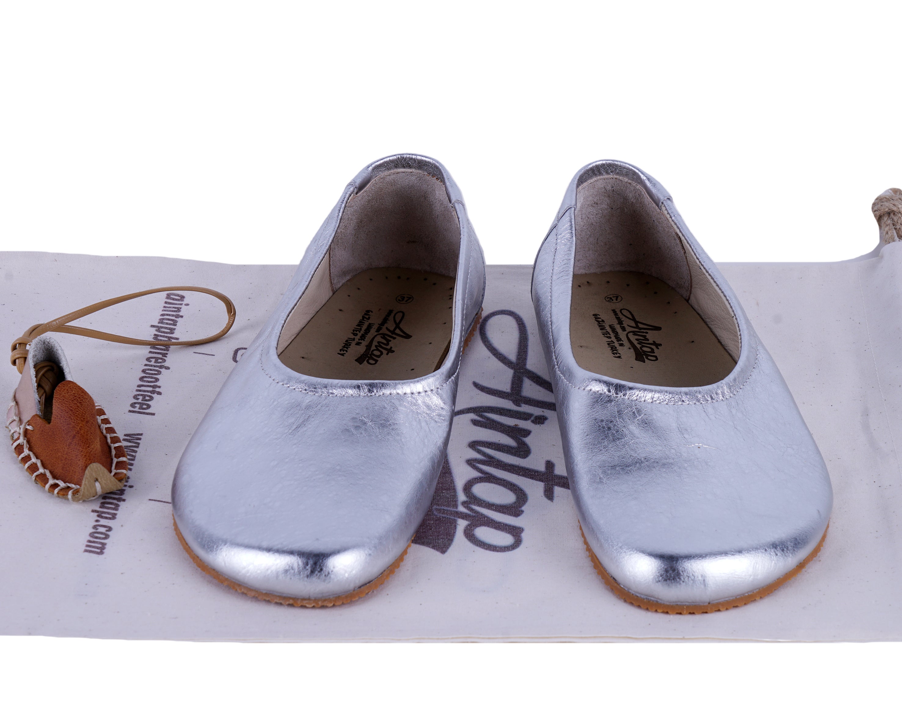 Sılver Women Flat Ballets Wide Barefoot Smooth Leather Handmade 