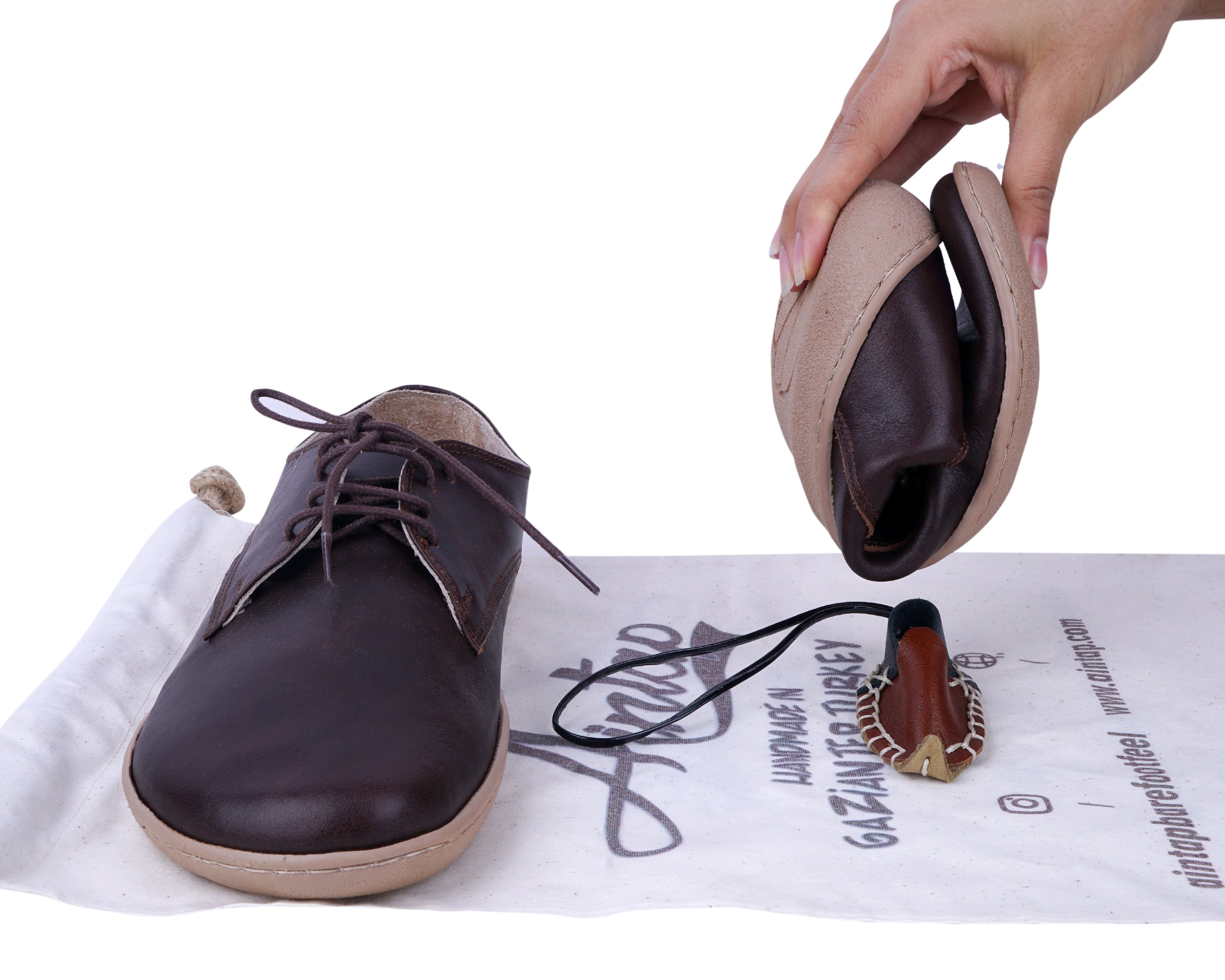 Dark Brown Oxford Wide Barefoot Shoes Smooth Leather Handmade 6mm Rubber Outsole 