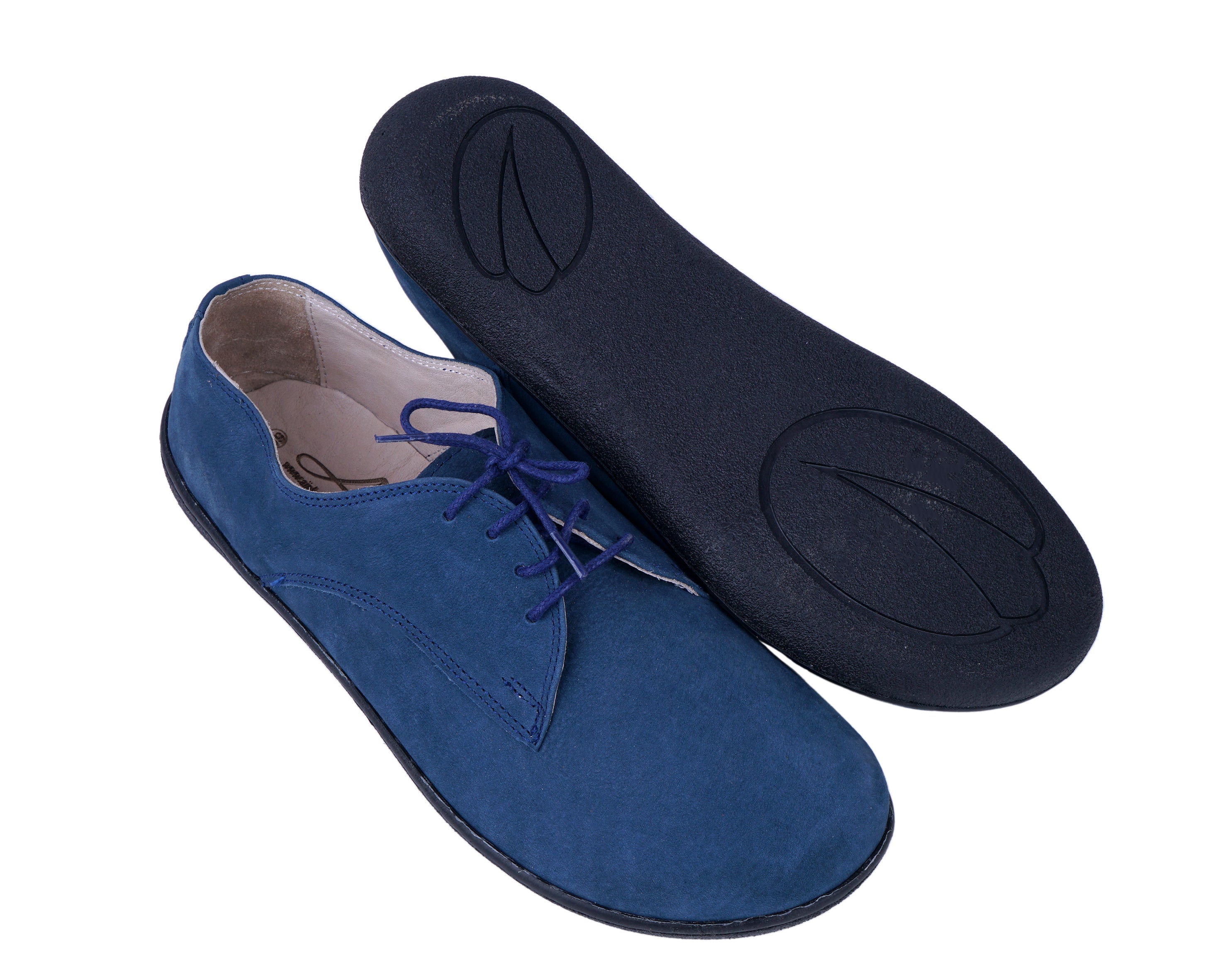 Jeans Oxford Wide Barefoot Shoes Nubuck Leather Handmade 6mm Rubber Outsole