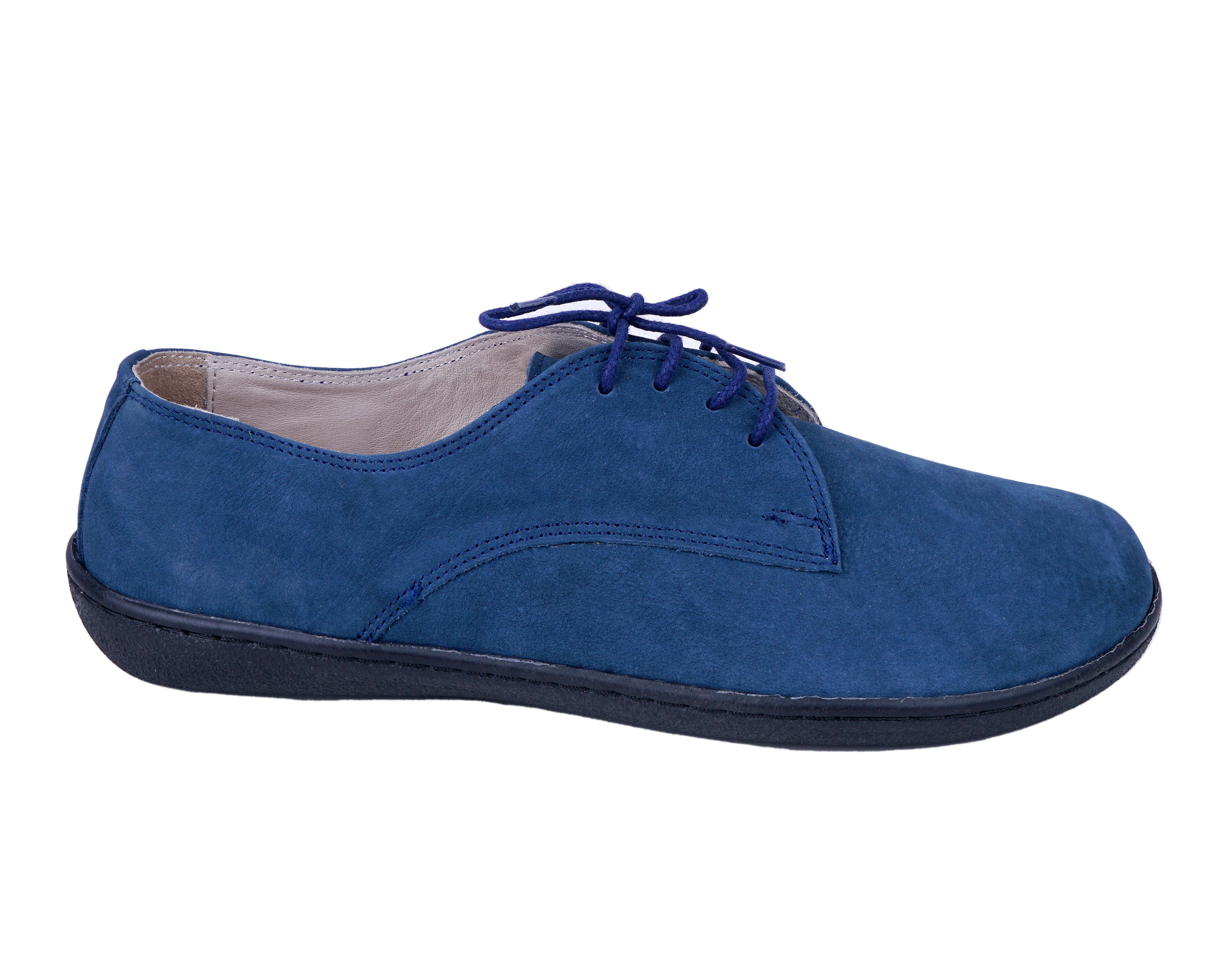 Jeans Oxford Wide Barefoot Shoes Nubuck Leather Handmade 6mm Rubber Outsole