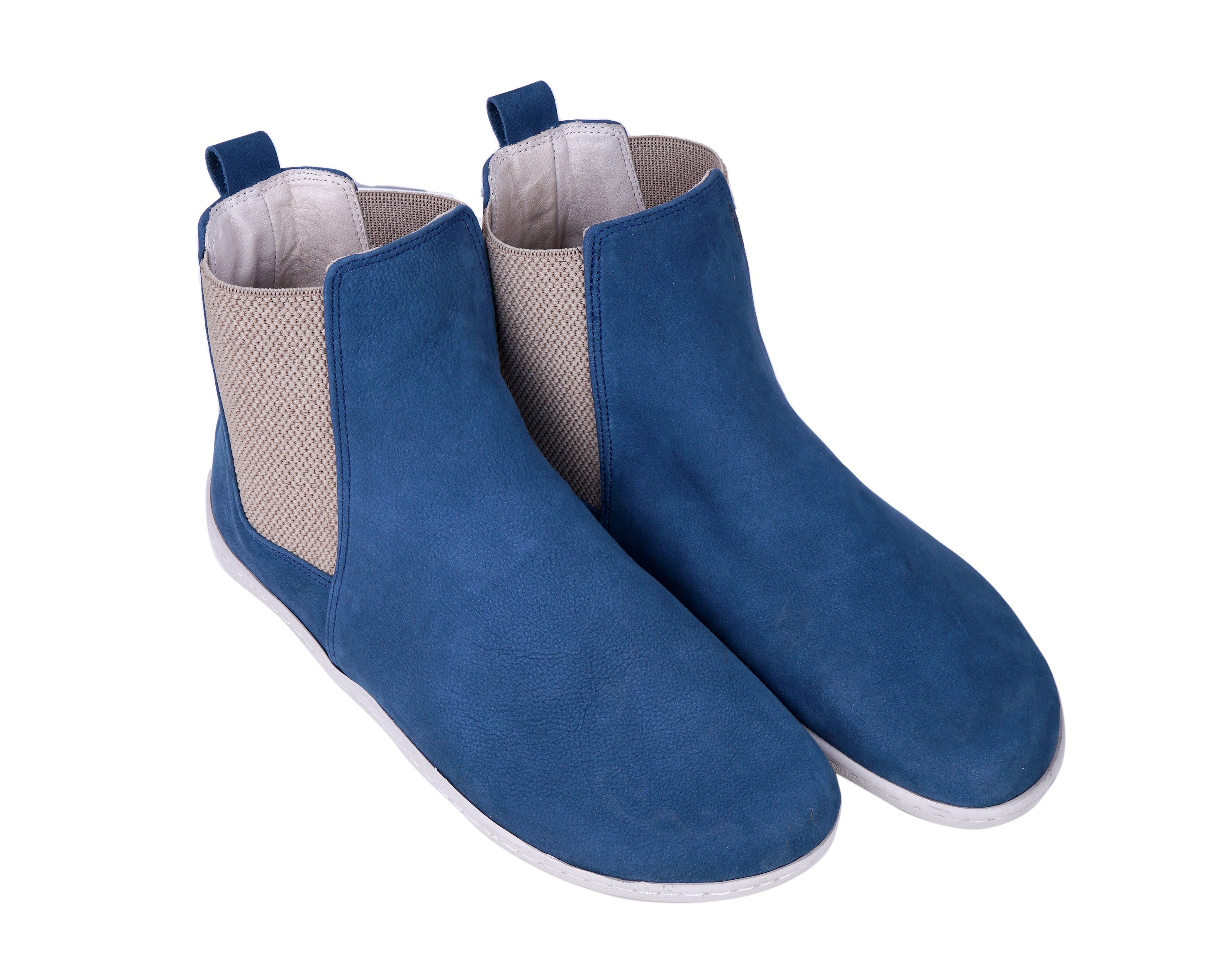 Jeans Chelsea Boots Wide Barefoot Shoes Nubuck Leather Handmade 6mm Rubber Outsole 