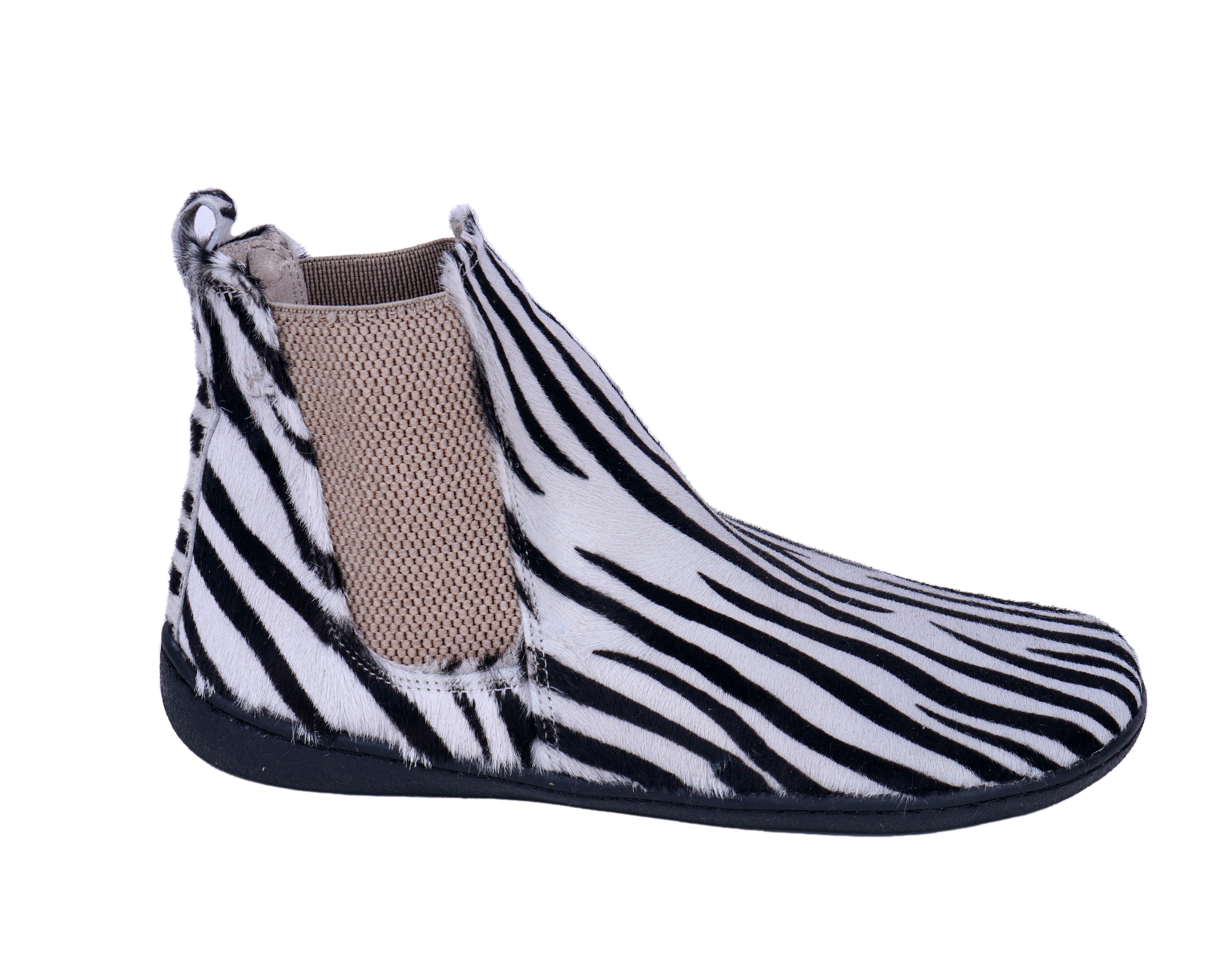 Zebra Chelsea Boots Wide Barefoot Shoes Smooth Leather Handmade 6mm Rubber Outsole