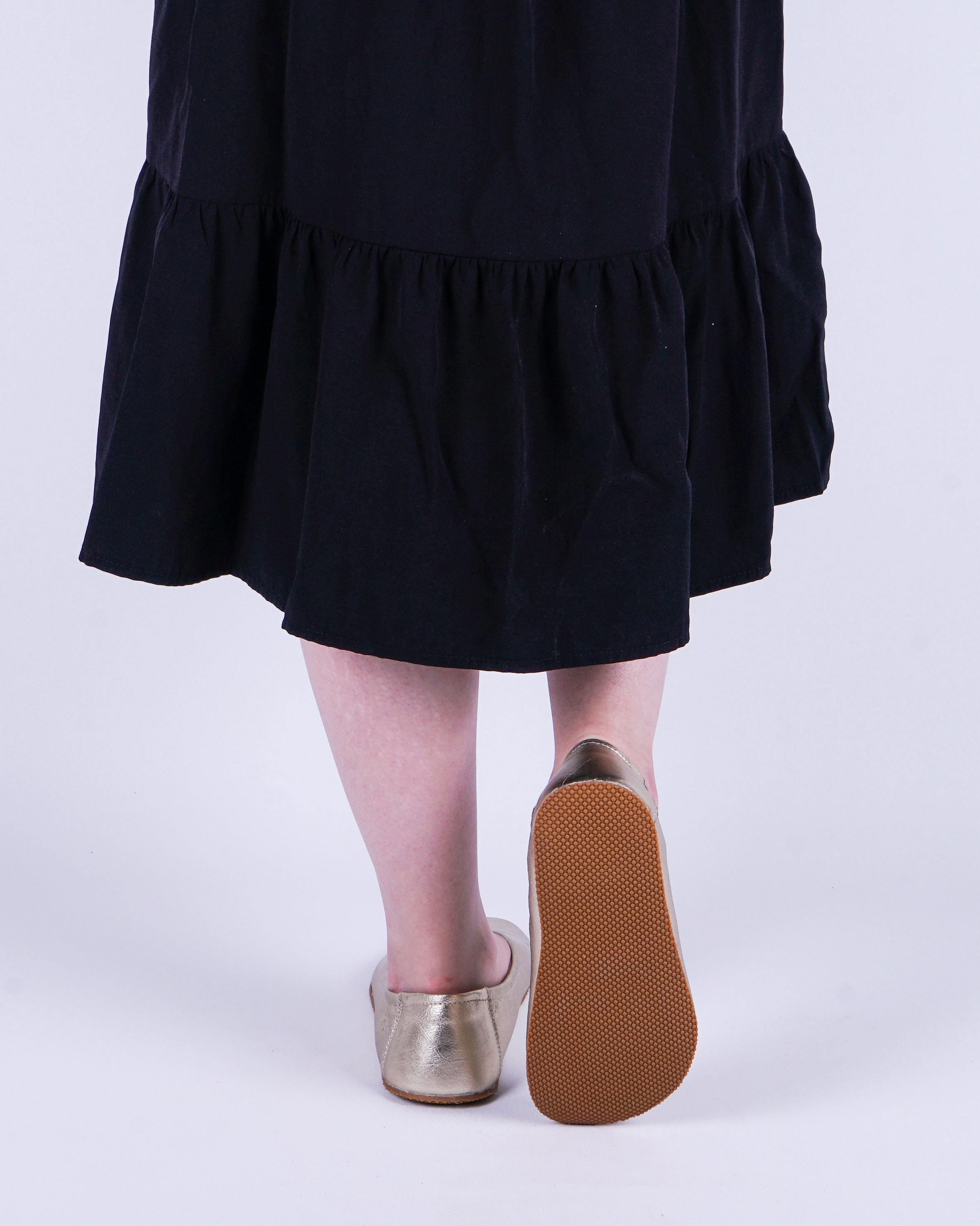 Gold Women Flat Ballets Wide Barefoot Smooth Leather Handmade 