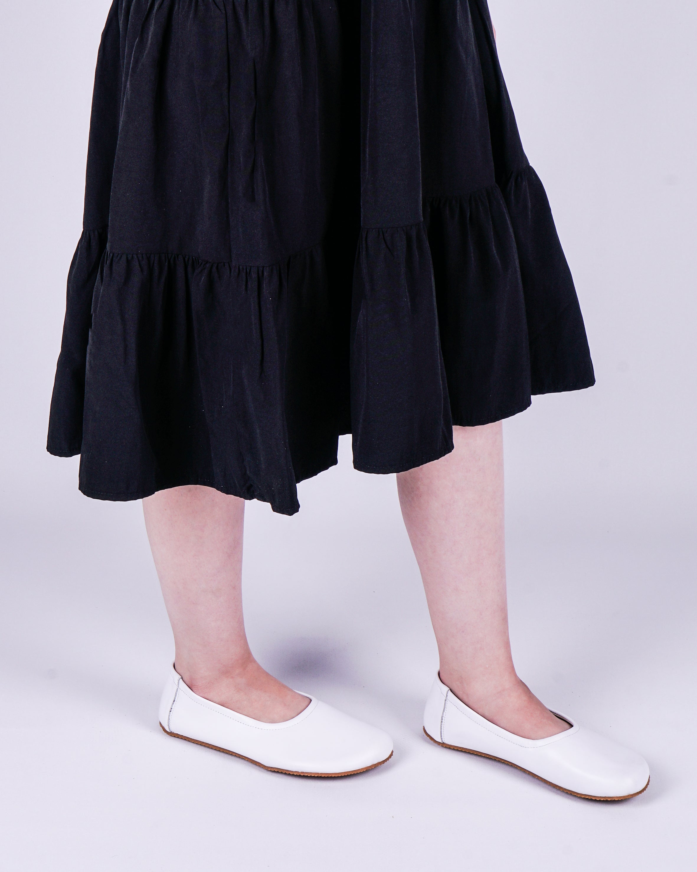 White Women Flat Ballets Wide Barefoot Smooth Leather Handmade 
