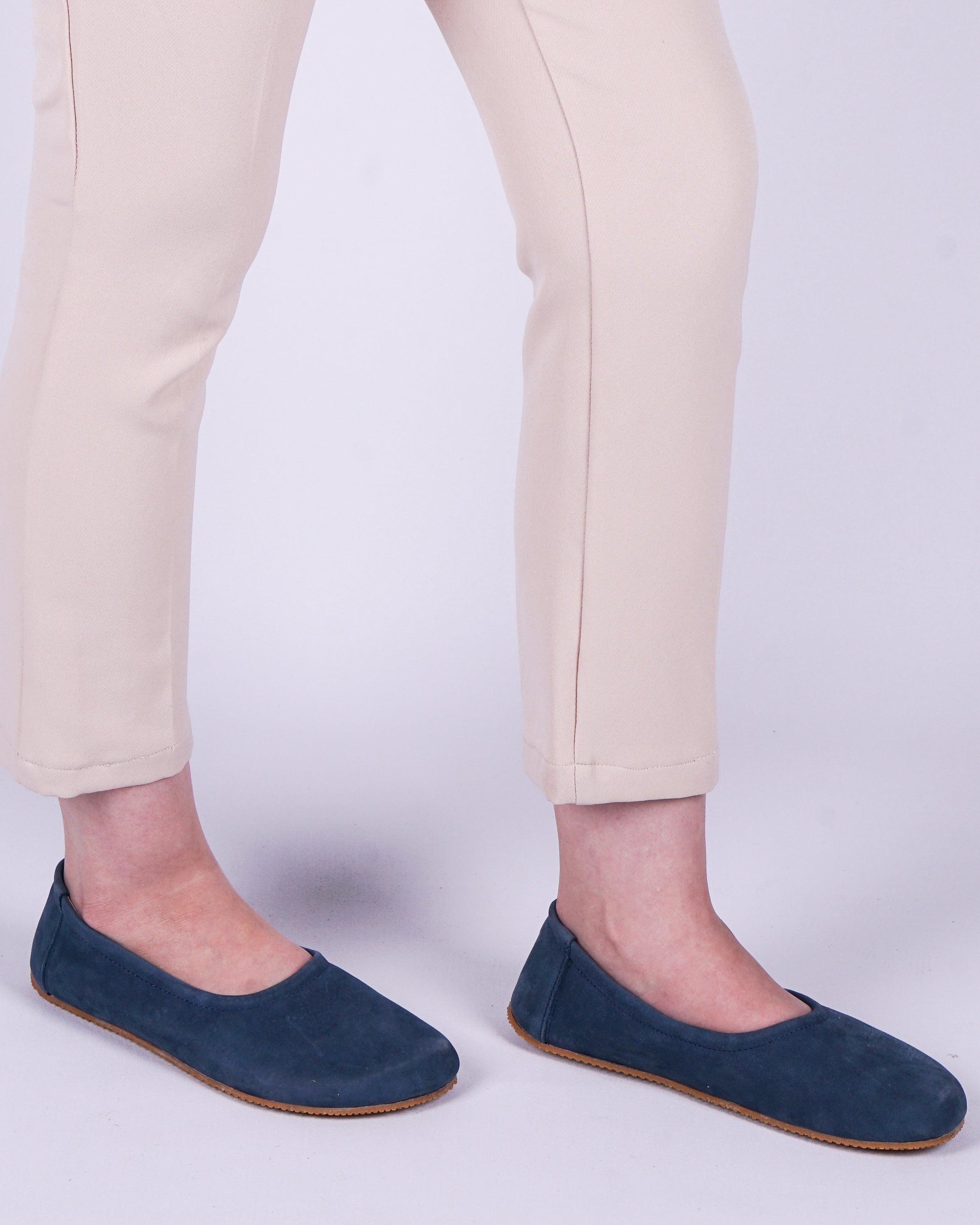 Jeans Women Flat Ballets Wide Barefoot Nubuck Leather Handmade 