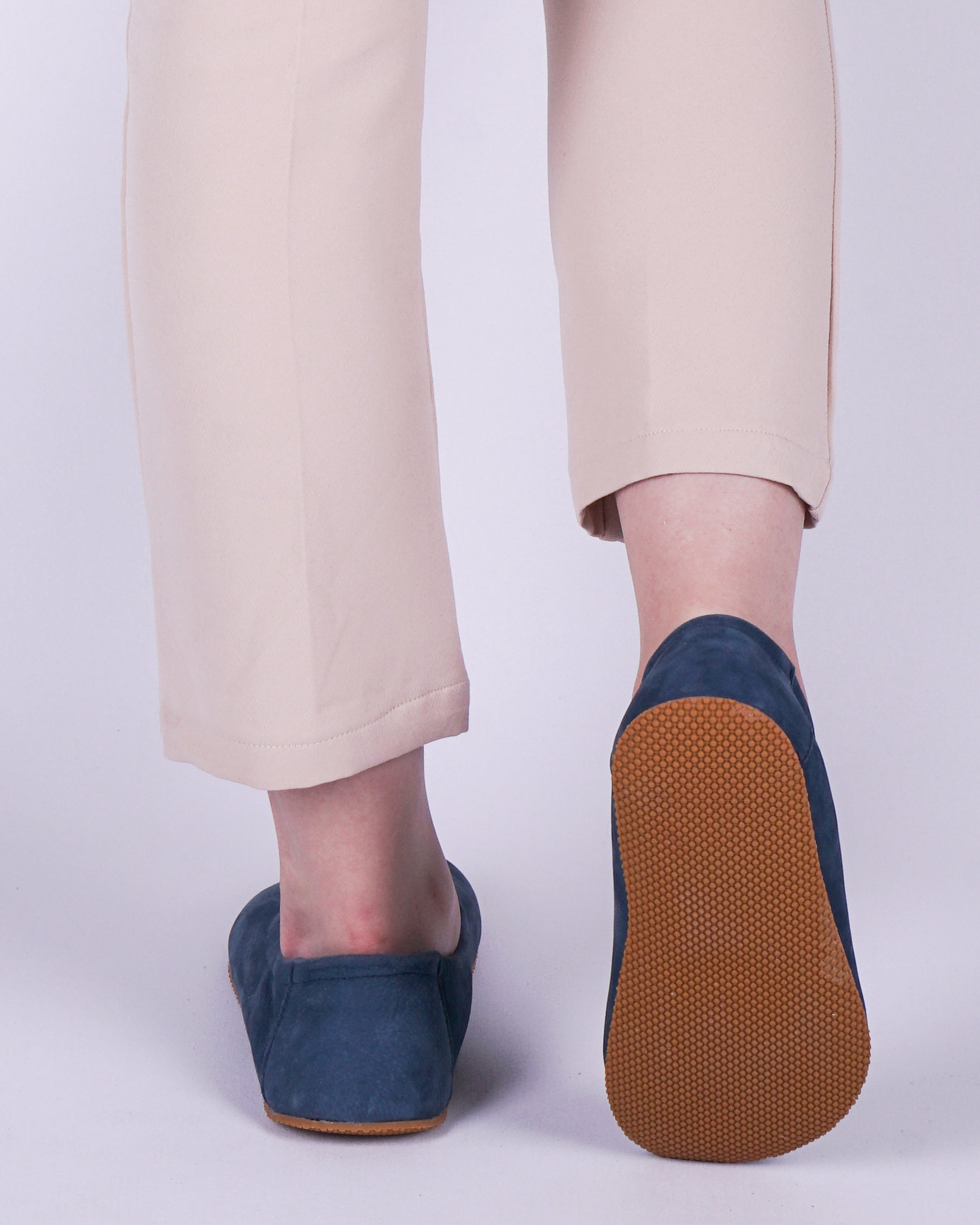 Jeans Women Flat Ballets Wide Barefoot Nubuck Leather Handmade 