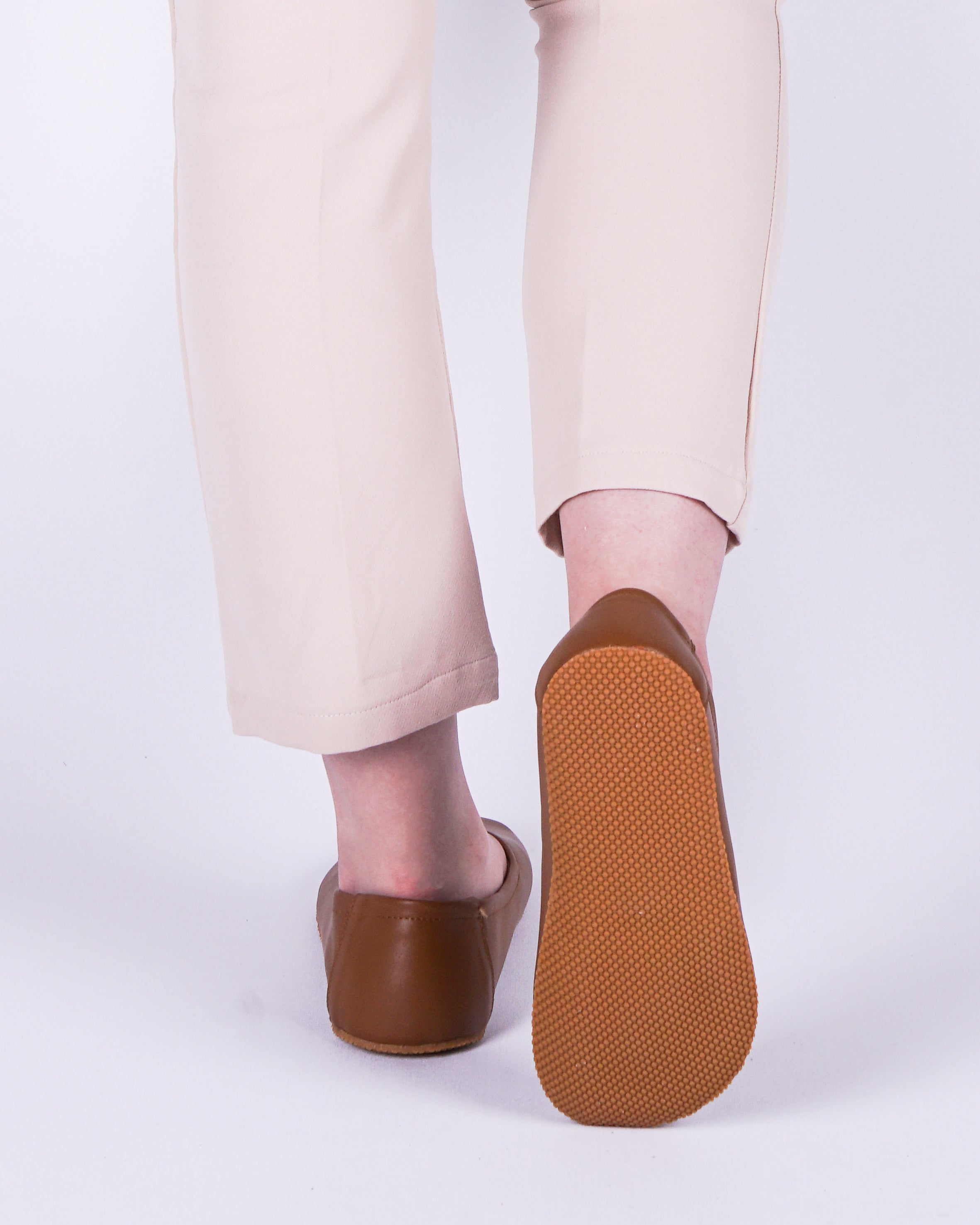 Brown Women Flat Ballets Wide Barefoot Smooth Leather Handmade 