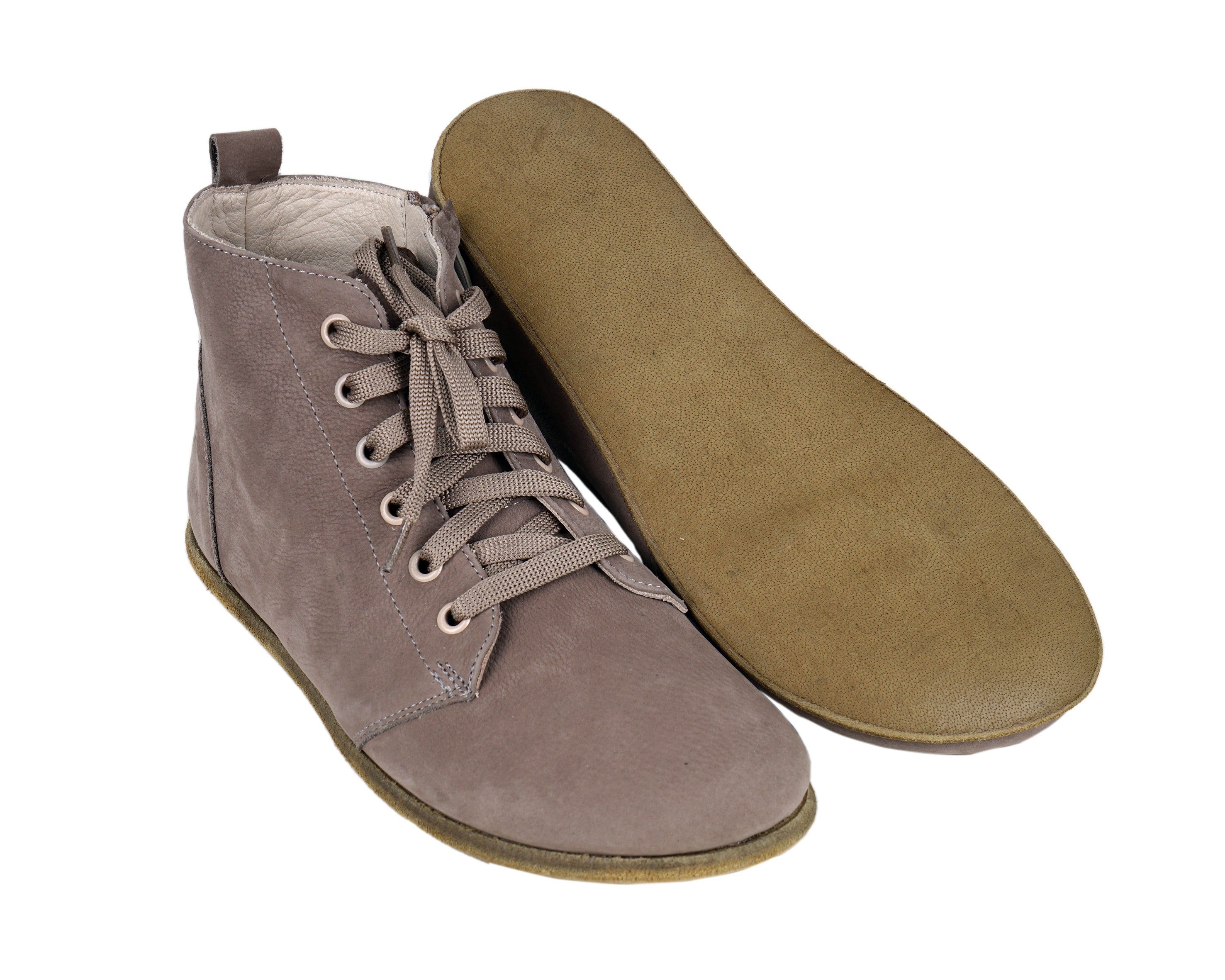 Smoked Short Boots Wide Barefoot Nubuck Leather Handmade Shoes 