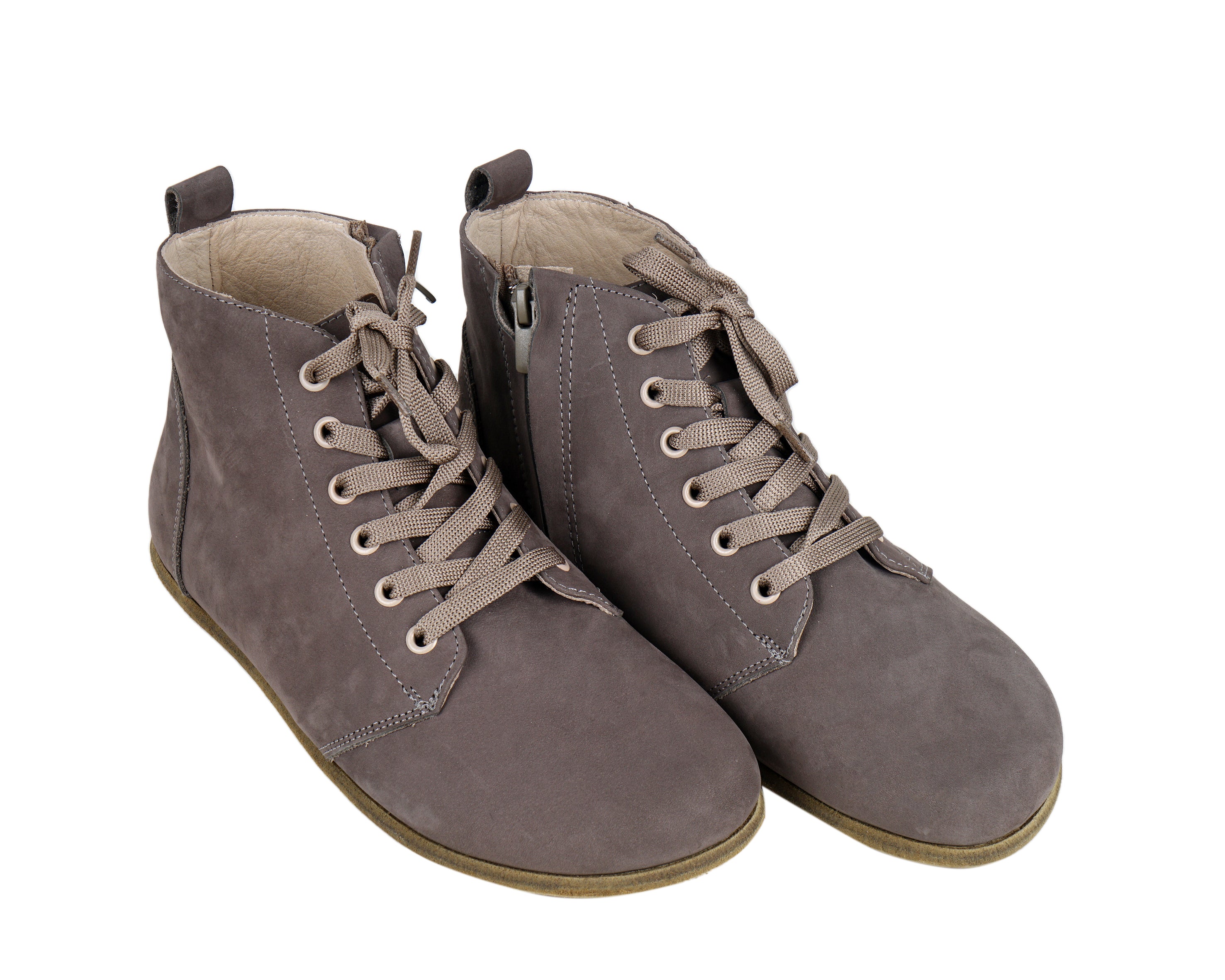 Gray Short Boots Wide Barefoot Nubuck Leather Handmade Shoesl