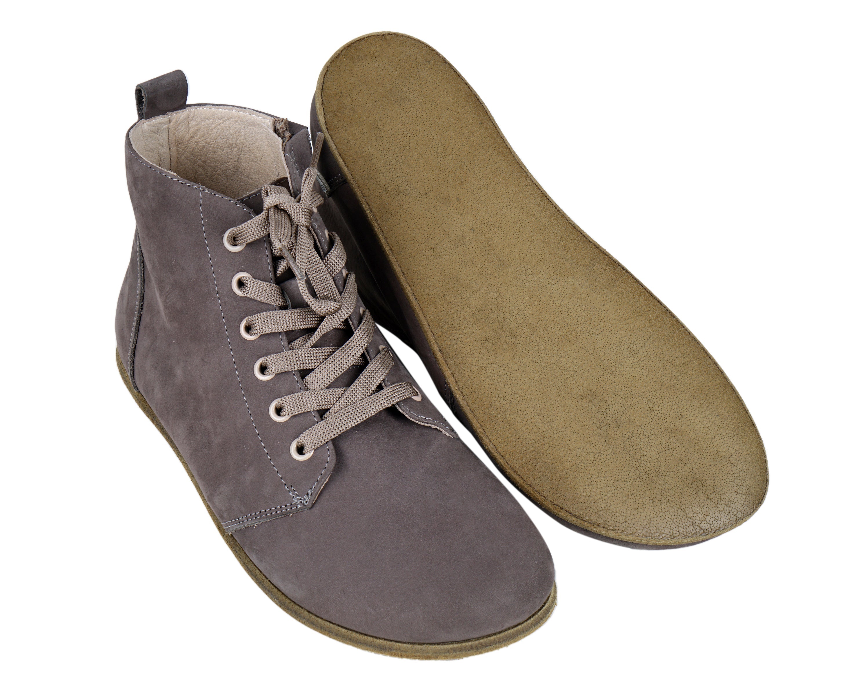 Gray Short Boots Wide Barefoot Nubuck Leather Handmade Shoesl 