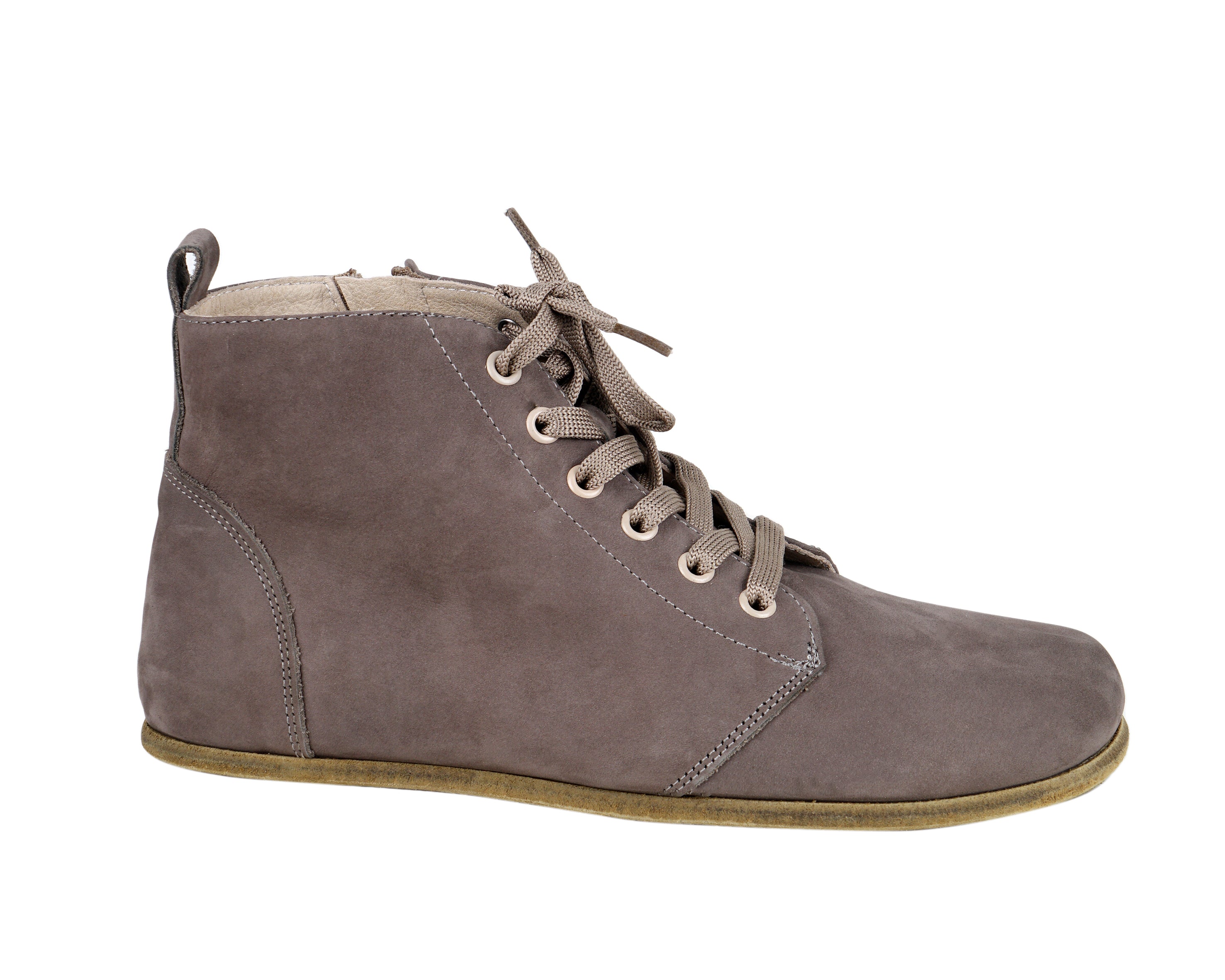 Gray Short Boots Wide Barefoot Nubuck Leather Handmade Shoesl