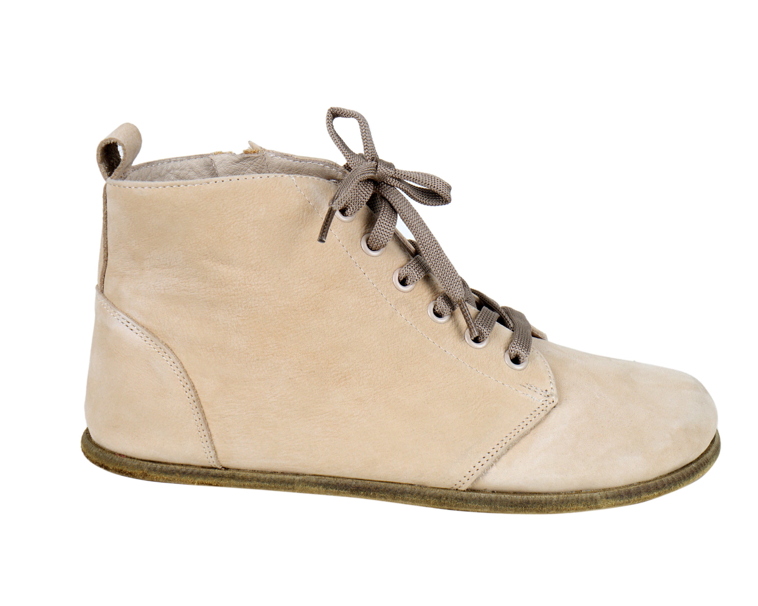 Cream Short Boots Wide Barefoot Nubuck Leather Handmade Shoes