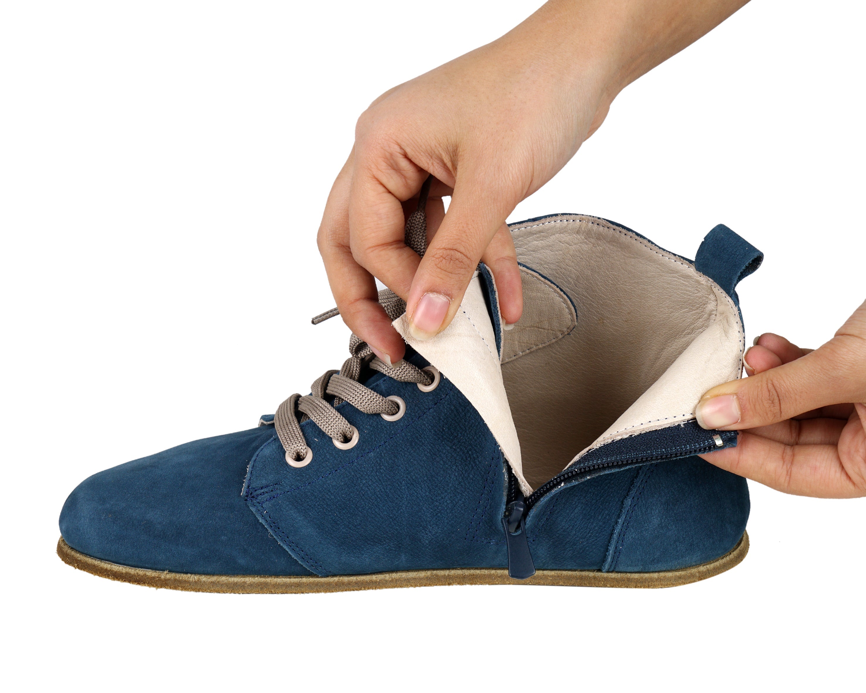 Jeans Short Boots Wide Barefoot Nubuck Leather Handmade Shoes 