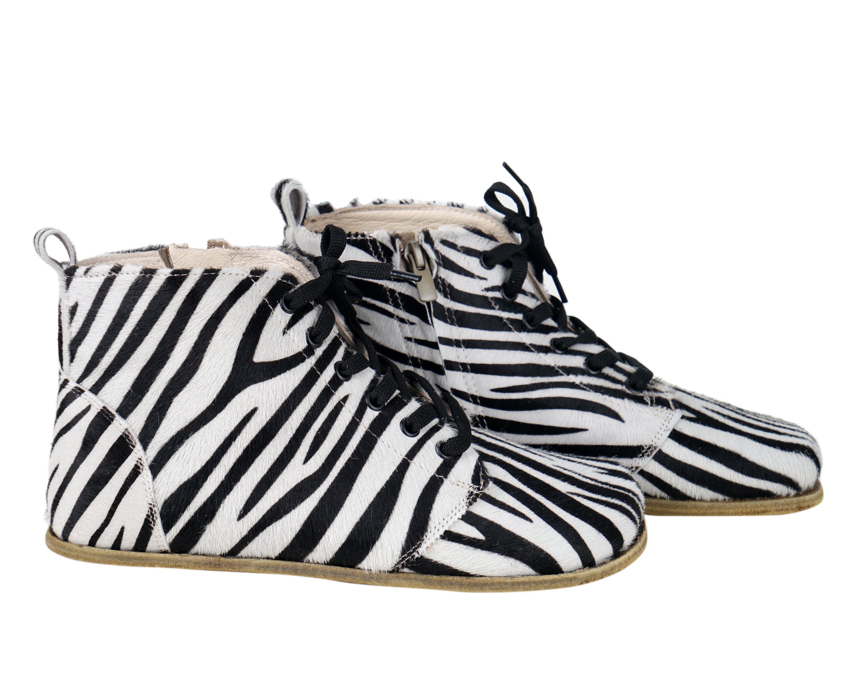 Zebra Short Boots Wide Barefoot Smooth Leather Handmade Shoes