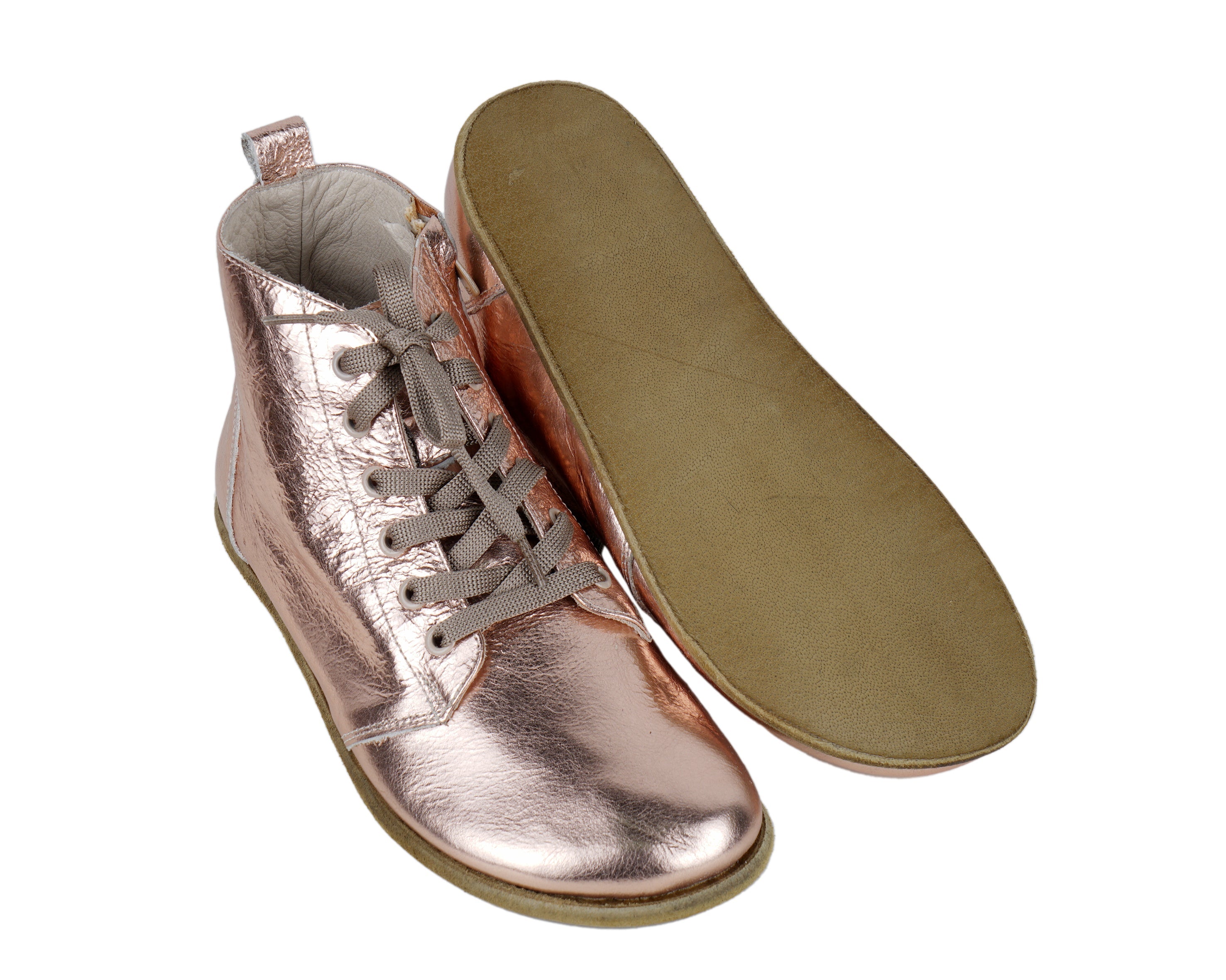 Rose Short Boots Wide Barefoot Smooth Leather Handmade Shoes 