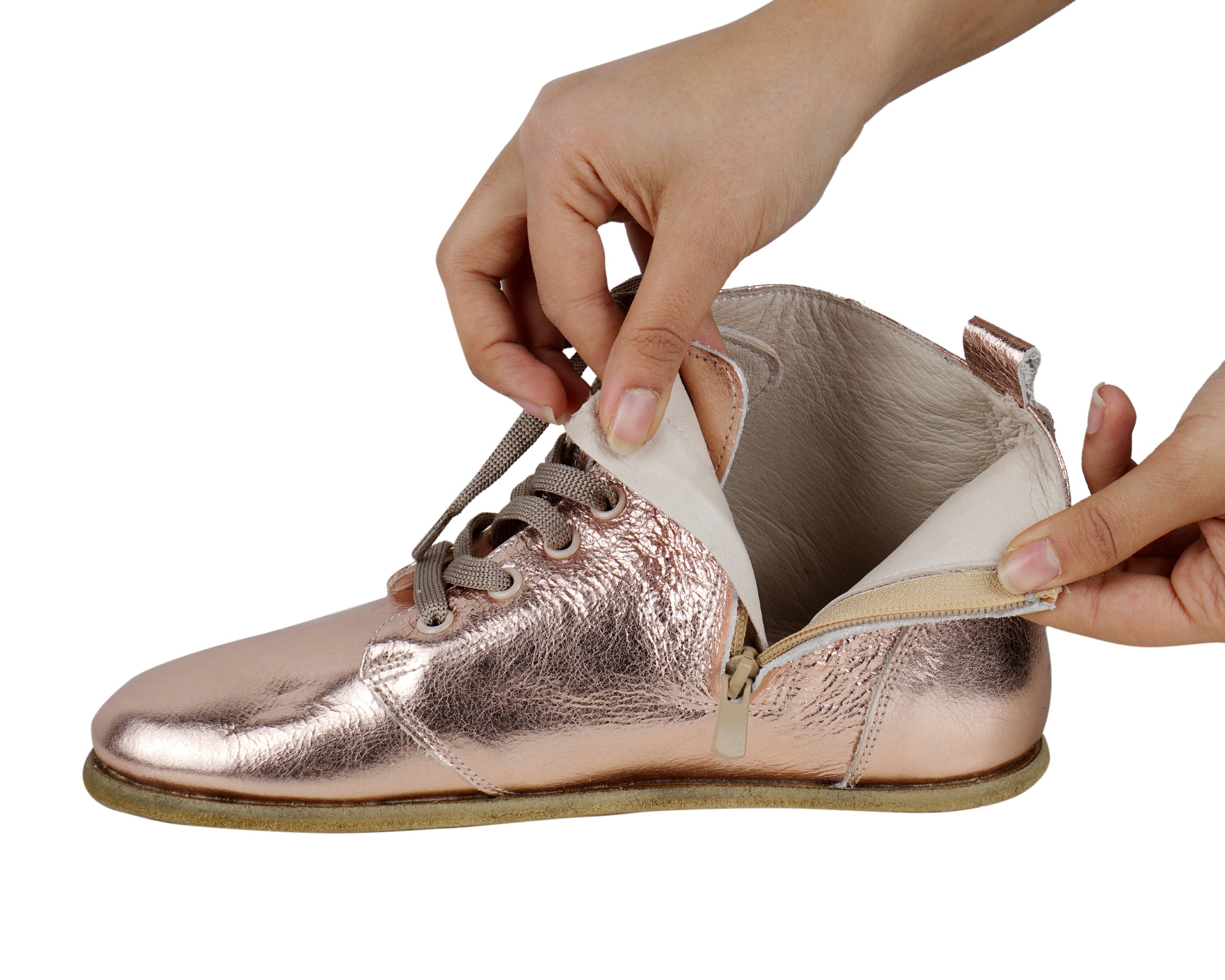 Rose Short Boots Wide Barefoot Smooth Leather Handmade Shoes 