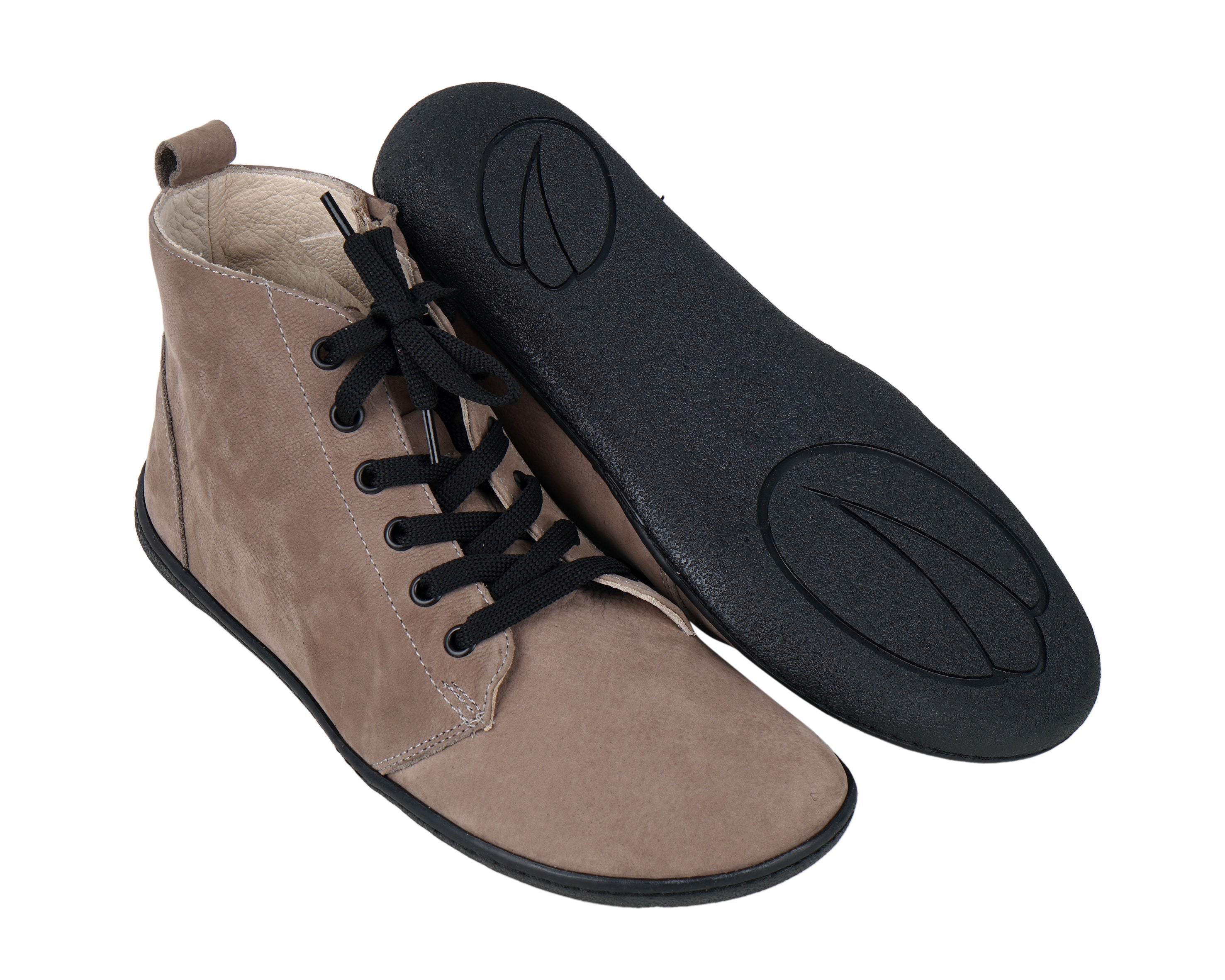 Smoked Short Boots Wide Barefoot Shoes Nubuck Leather Handmade Rubber Outsole 