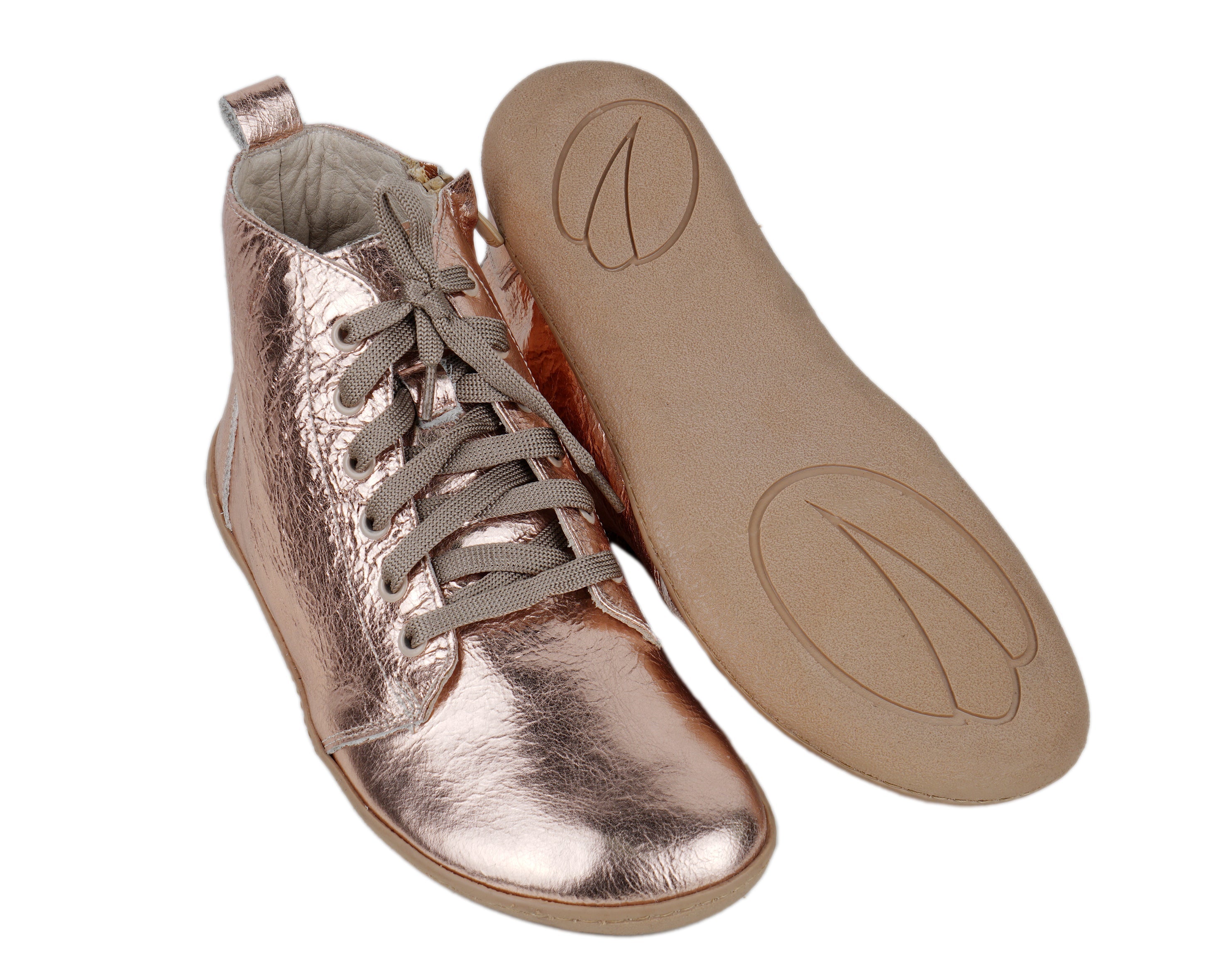 Rose Short Boots Wide Barefoot Shoes Smooth Leather Handmade 6mm Rubber Outsole 