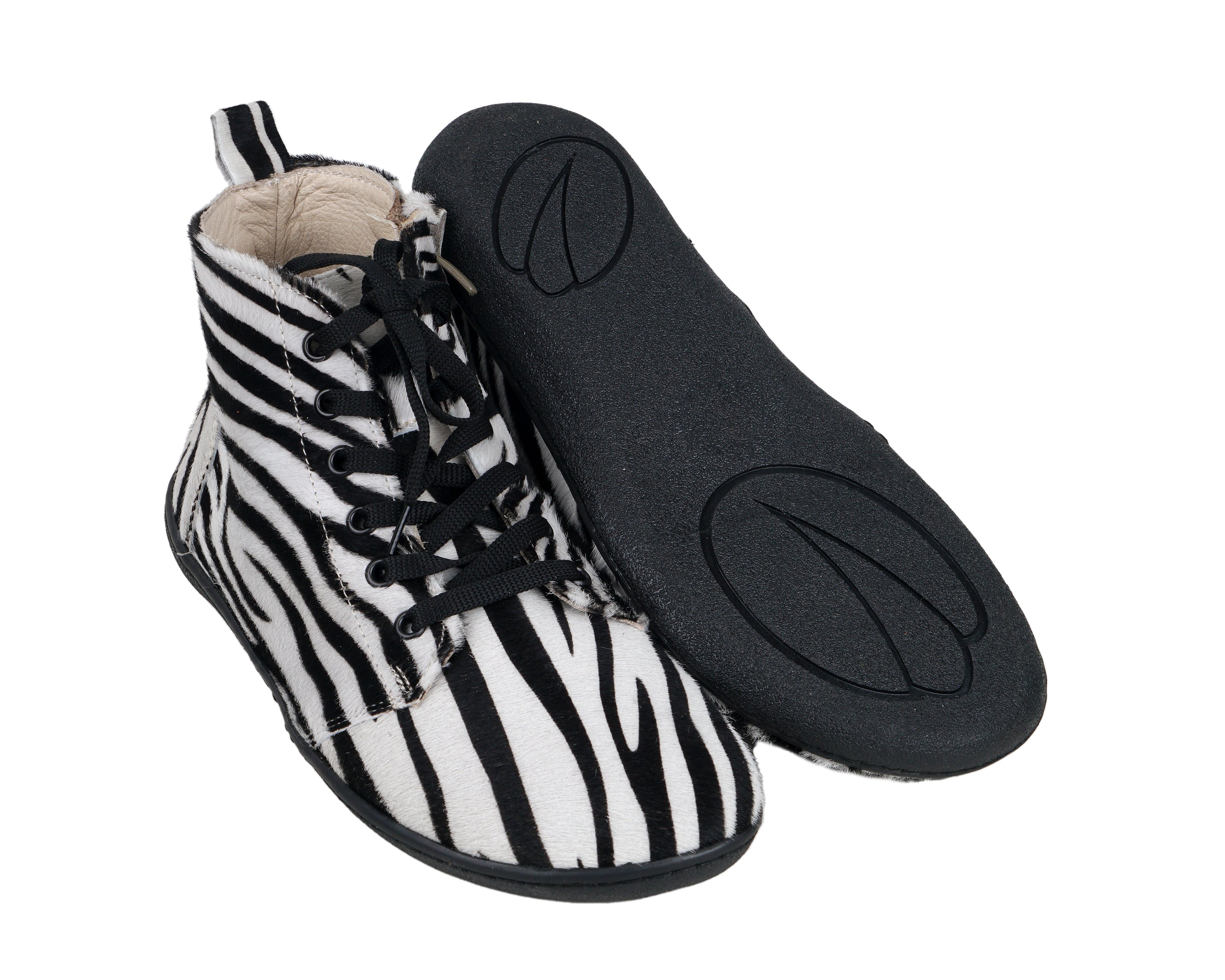 Zebra Short Boots Wide Barefoot Shoes Smooth Leather Handmade 6mm Rubber Outsole 