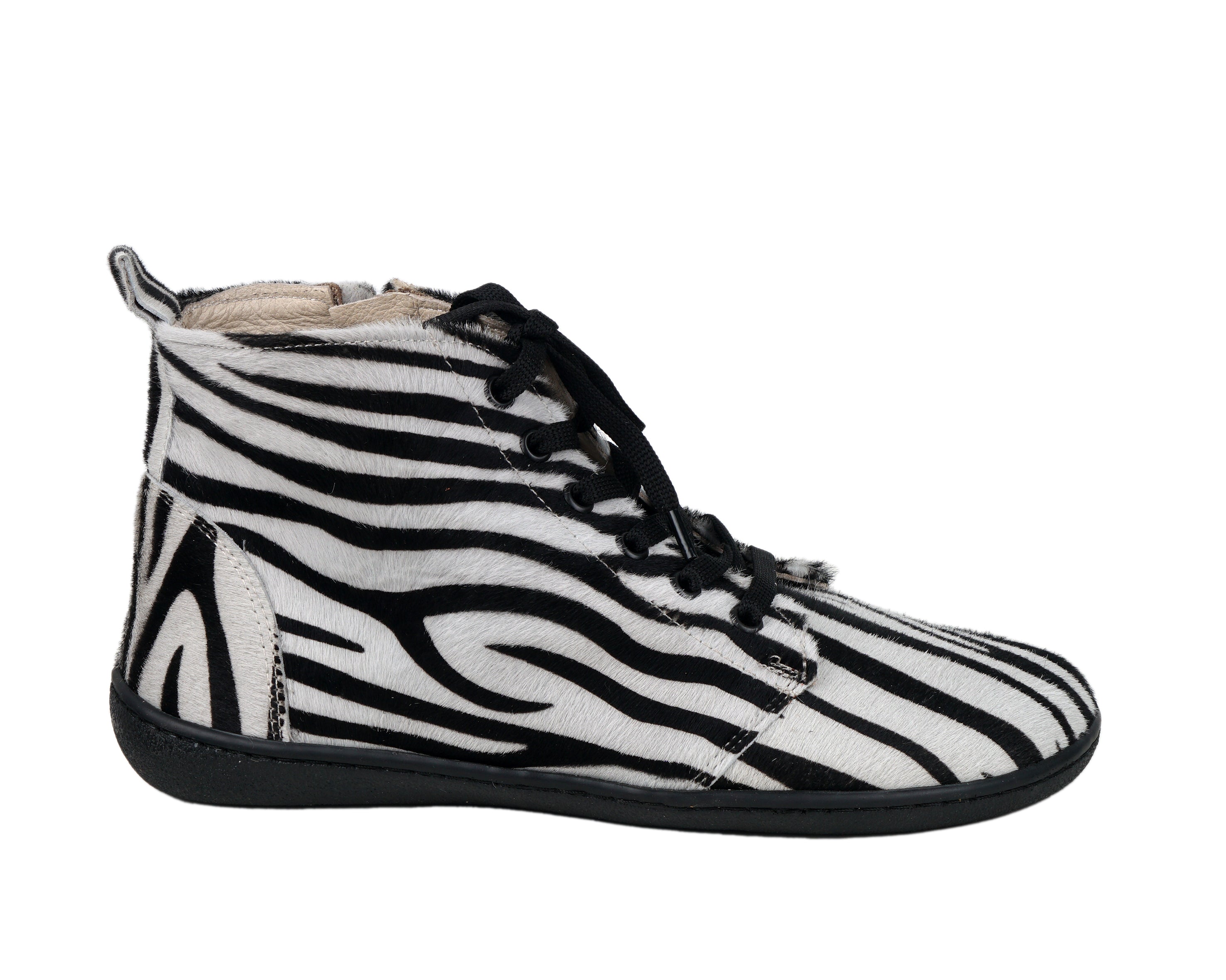 Zebra Short Boots Wide Barefoot Shoes Smooth Leather Handmade 6mm Rubber Outsole 