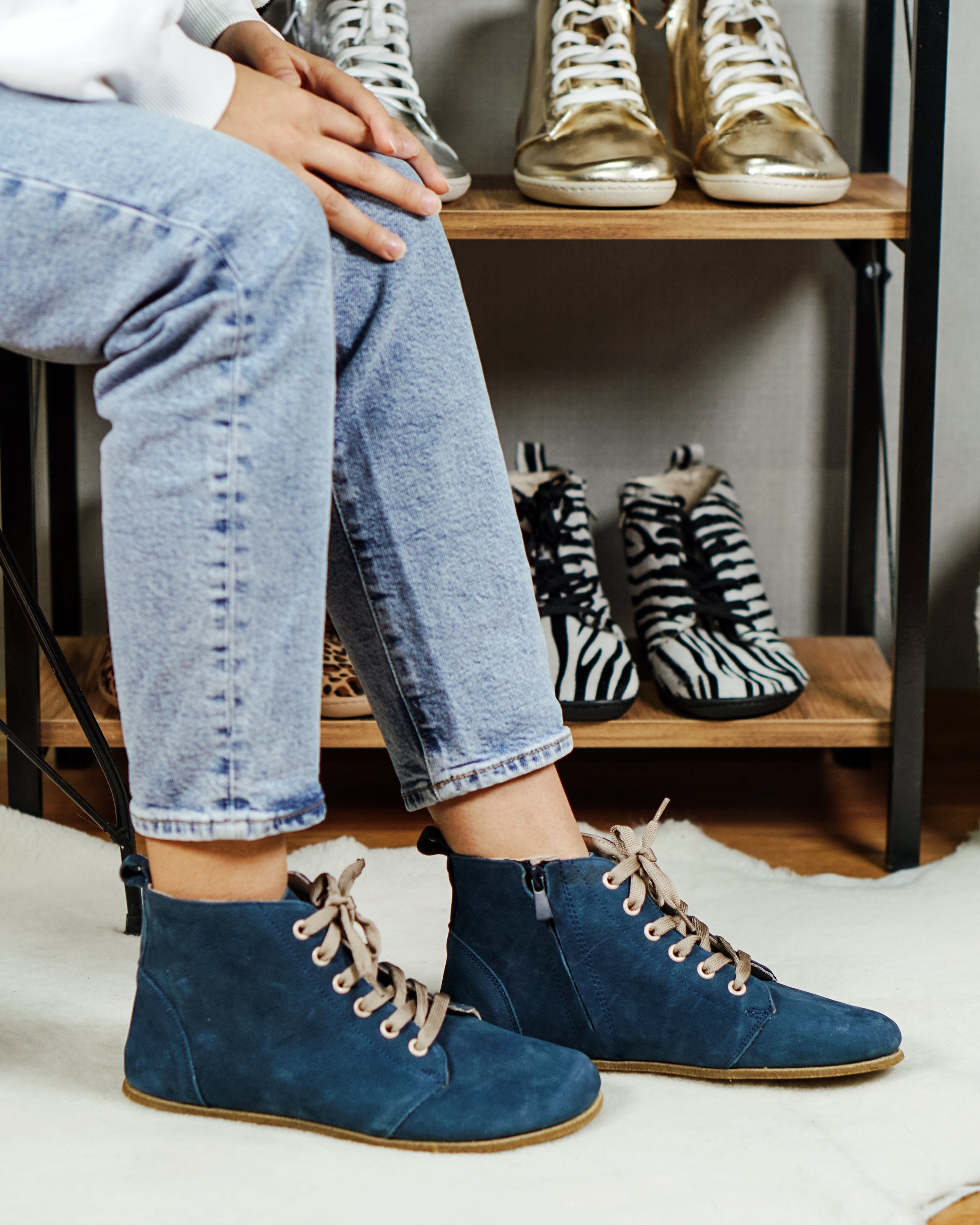Jeans Short Boots Wide Barefoot Nubuck Leather Handmade Shoes 