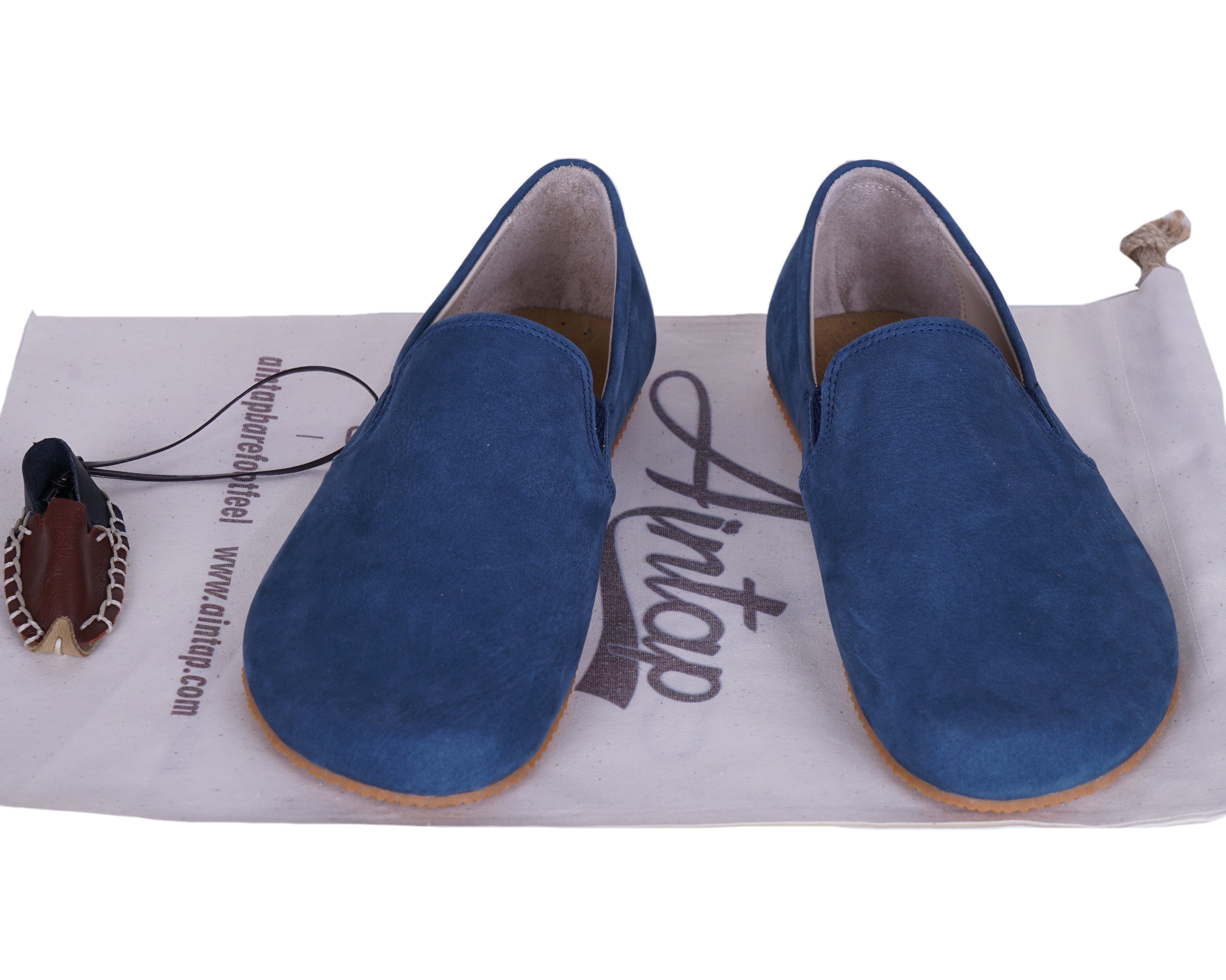 Jeans Slip-On Wide Barefoot Shoes Nubuck Leather Handmade 4mm Rubber Outsole 