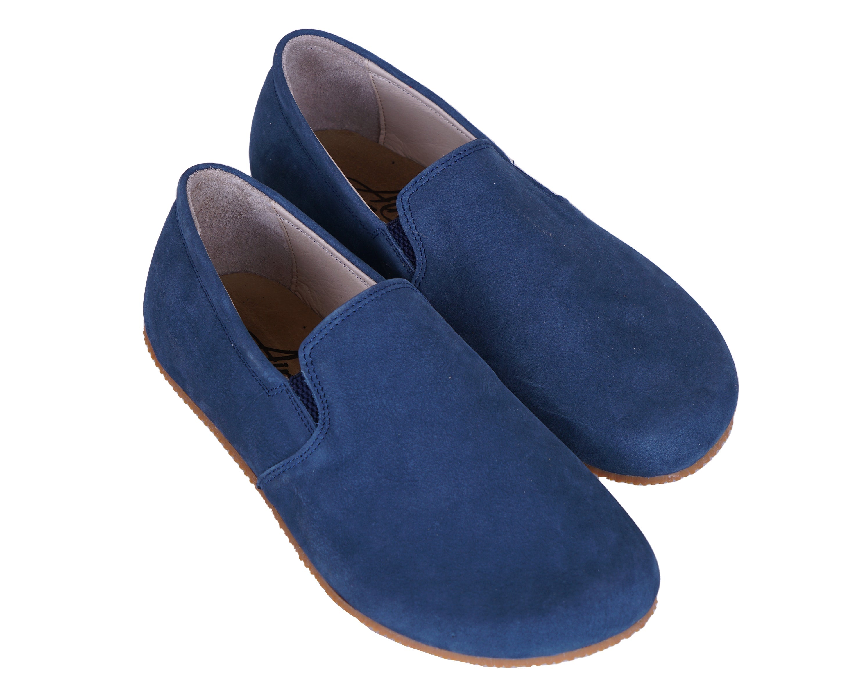 Jeans Slip-On Wide Barefoot Shoes Nubuck Leather Handmade 4mm Rubber Outsole 