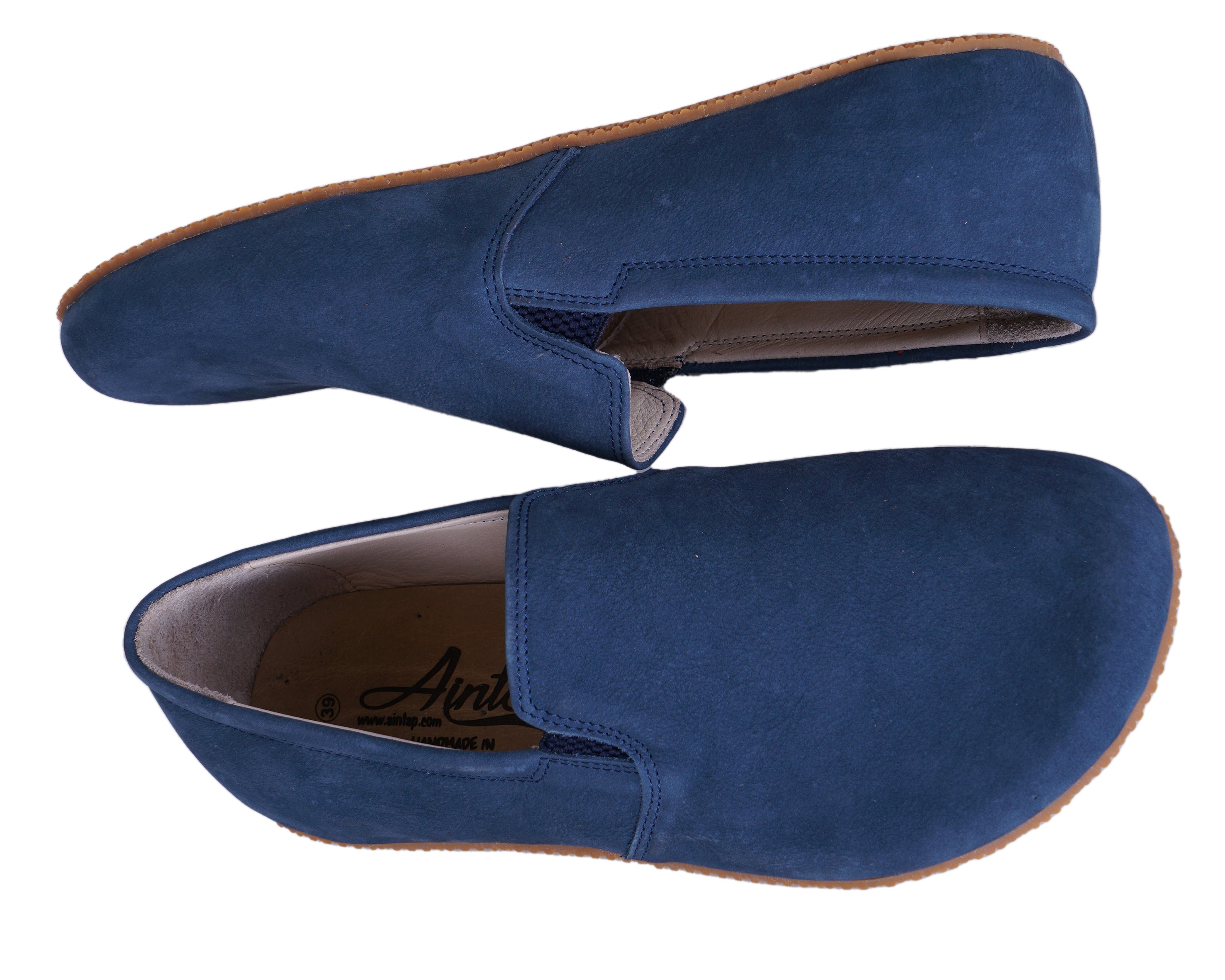 Jeans Slip-On Wide Barefoot Shoes Nubuck Leather Handmade 4mm Rubber Outsole 