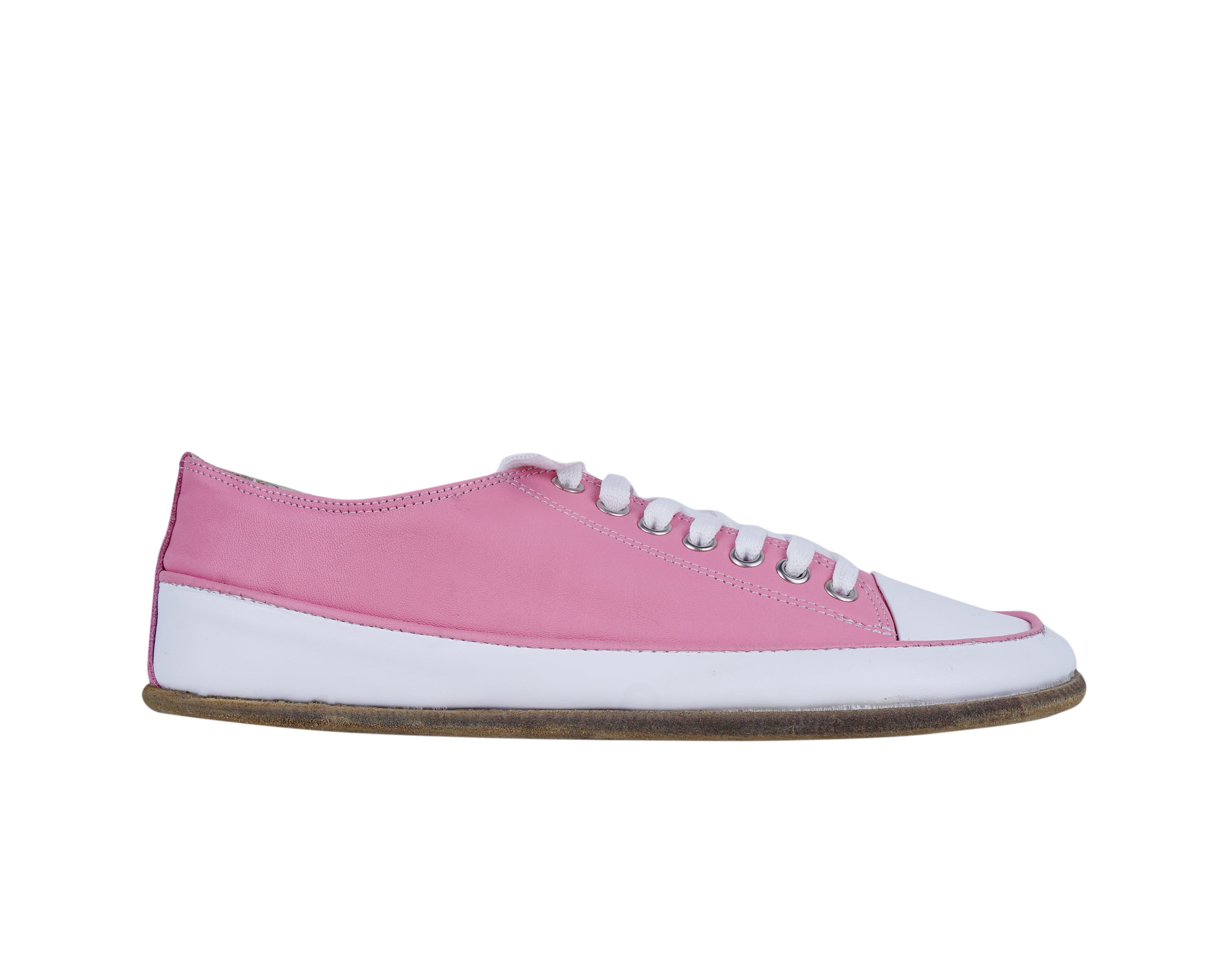 Pink Converse Style Wide Barefoot Smooth Leather Handmade Shoes 