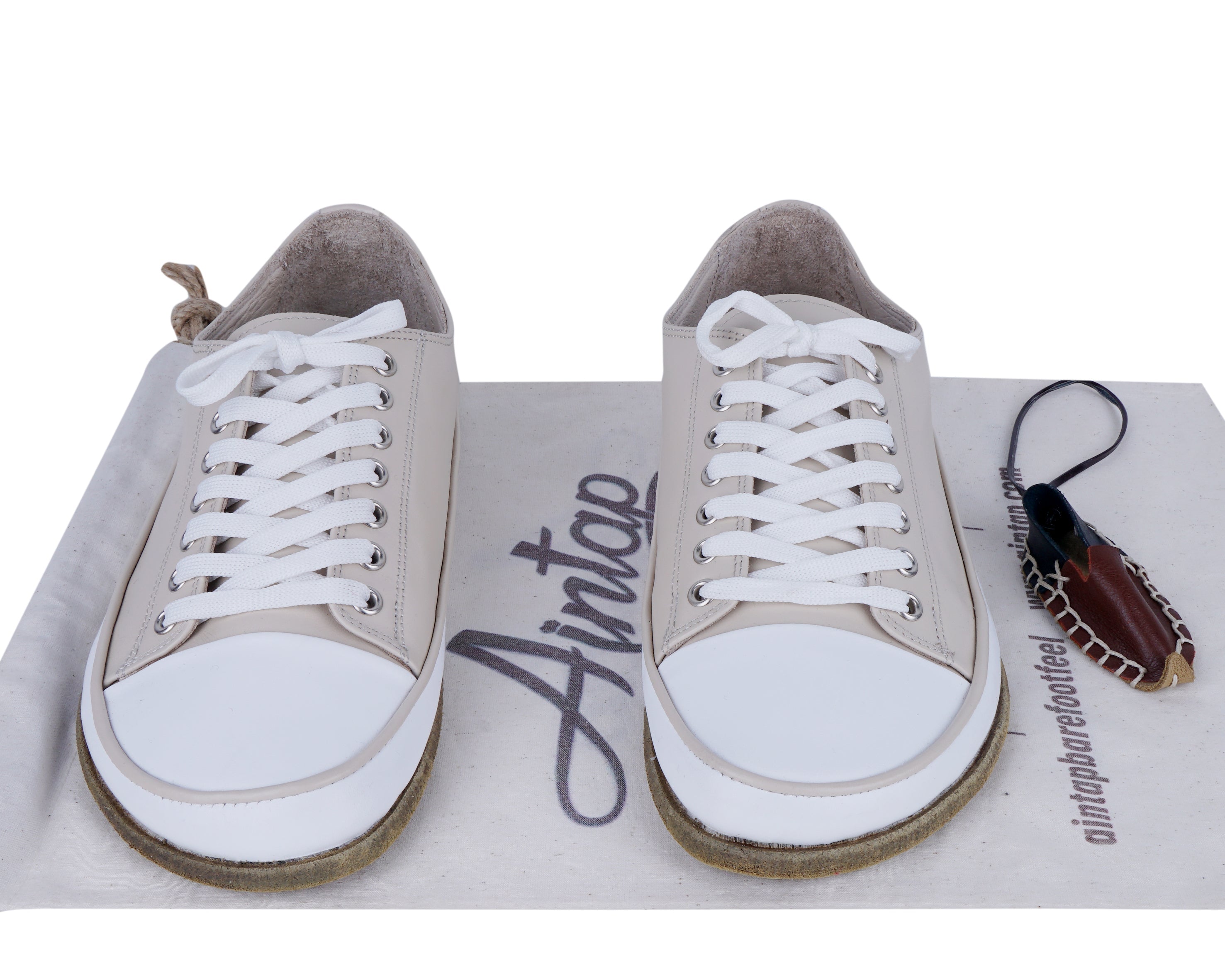 Cream Converse Style Wide Barefoot Smooth Leather Handmade Shoes 