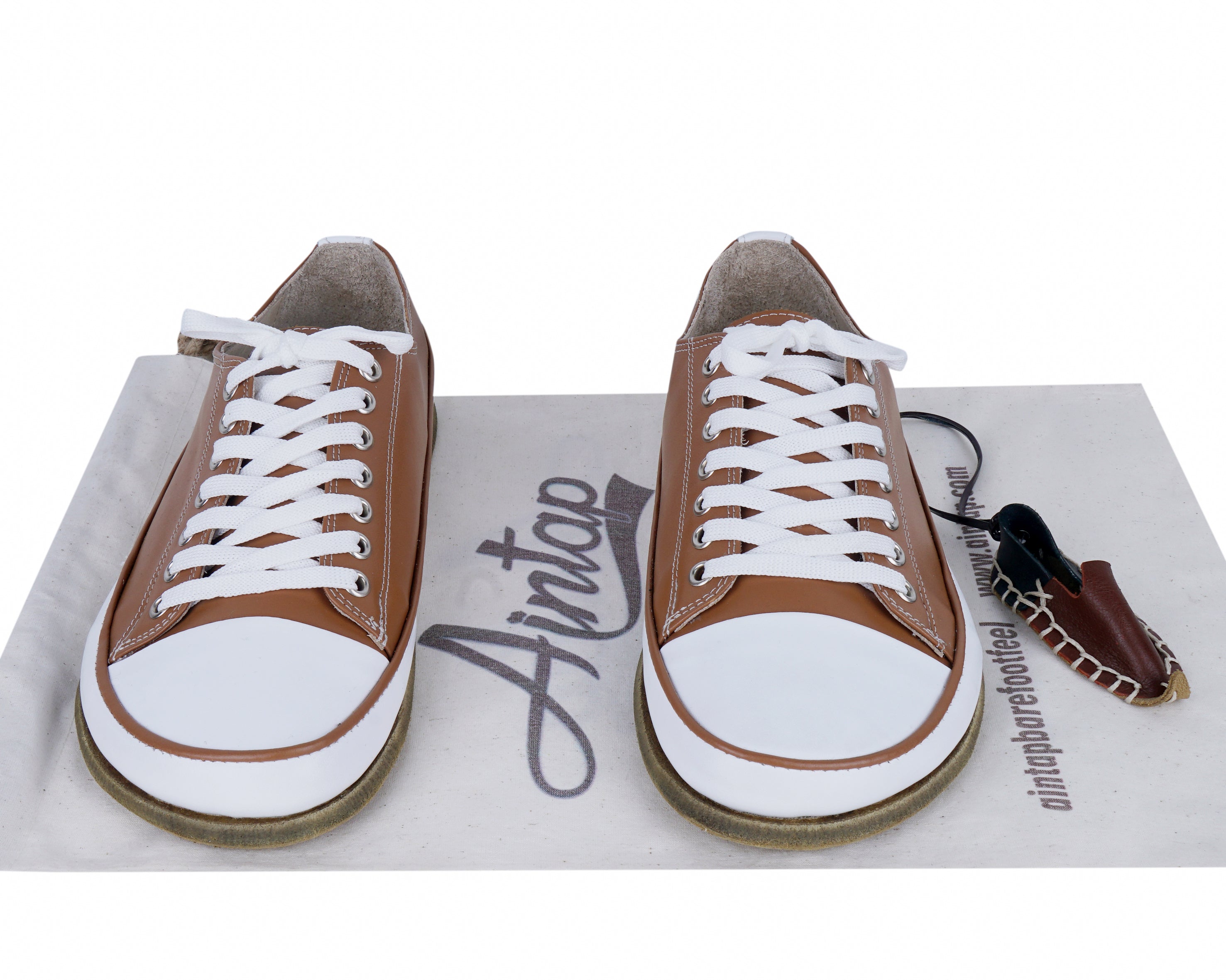 Tan Converse Style Wide Barefoot Smooth Leather Handmade Shoes