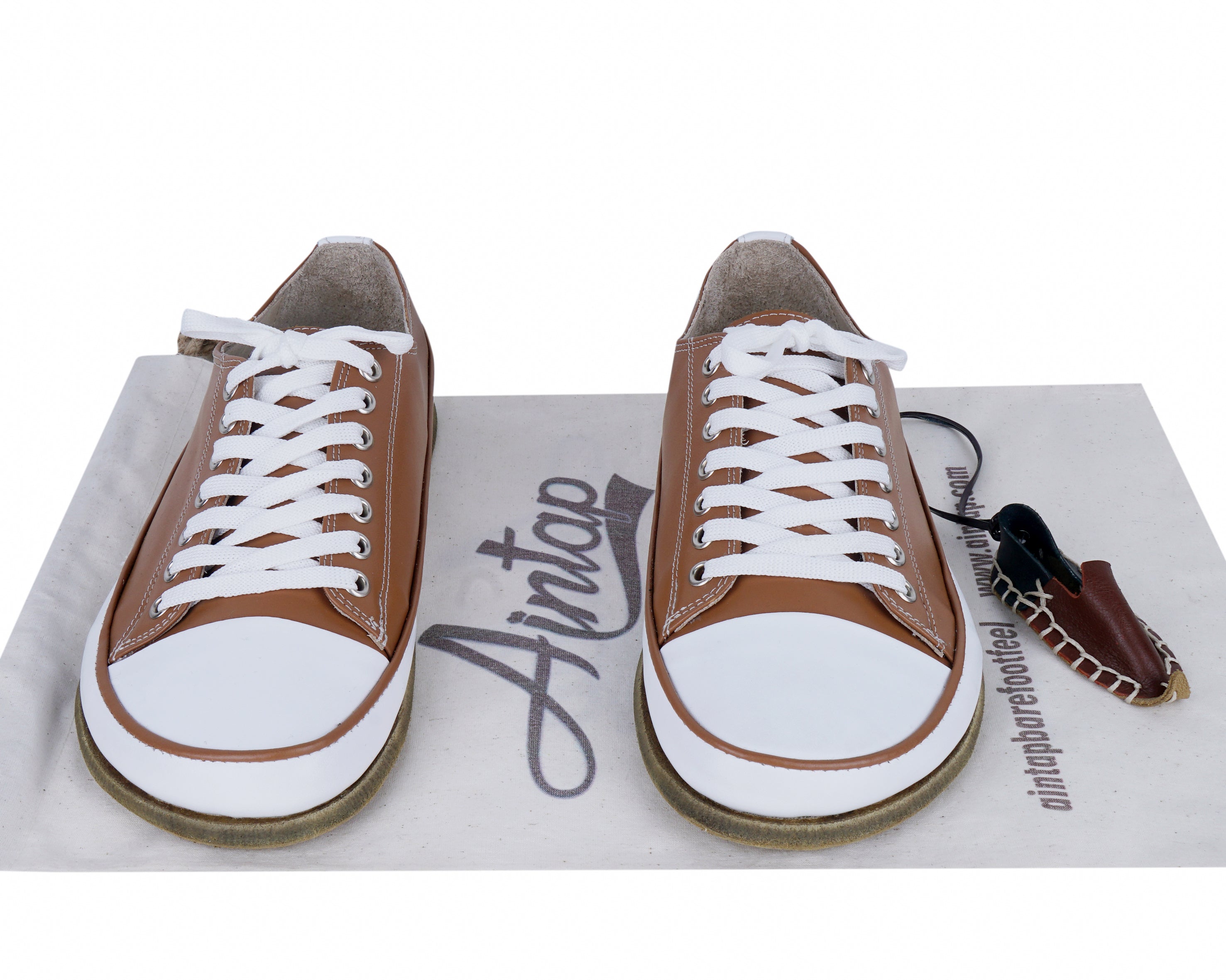 Tan Converse Style Wide Barefoot Smooth Leather Handmade Shoes 