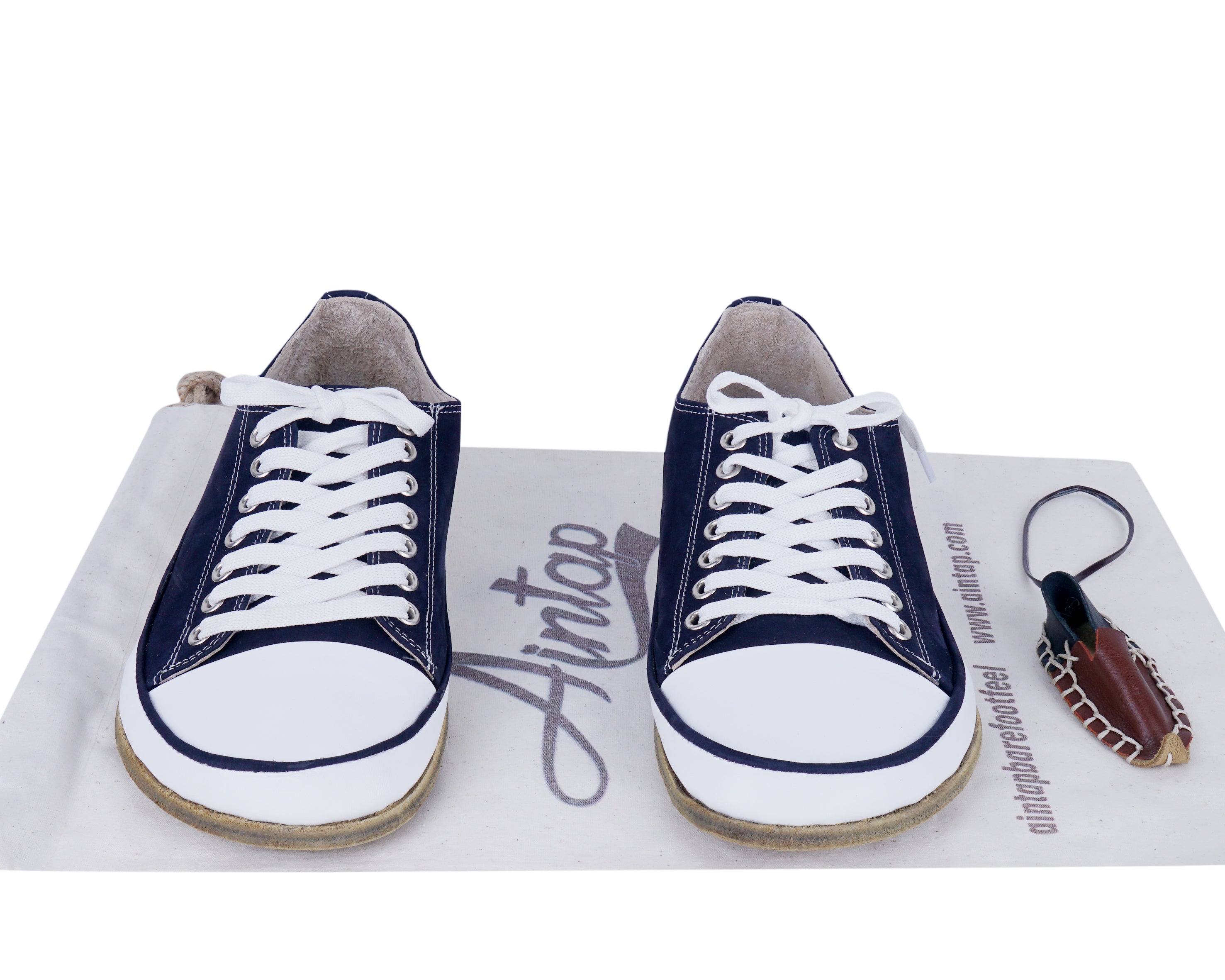 Navy Blue Converse Style Wide Barefoot Nubuck Leather Handmade Shoes