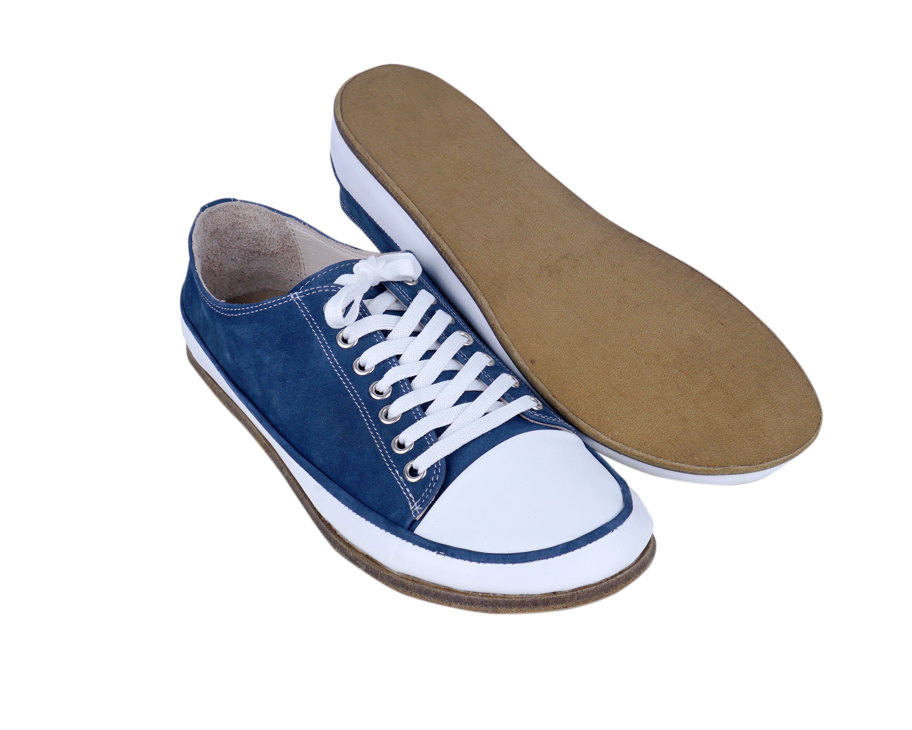 Jeans Converse Style Wide Barefoot Nubuck Leather Handmade Shoes 