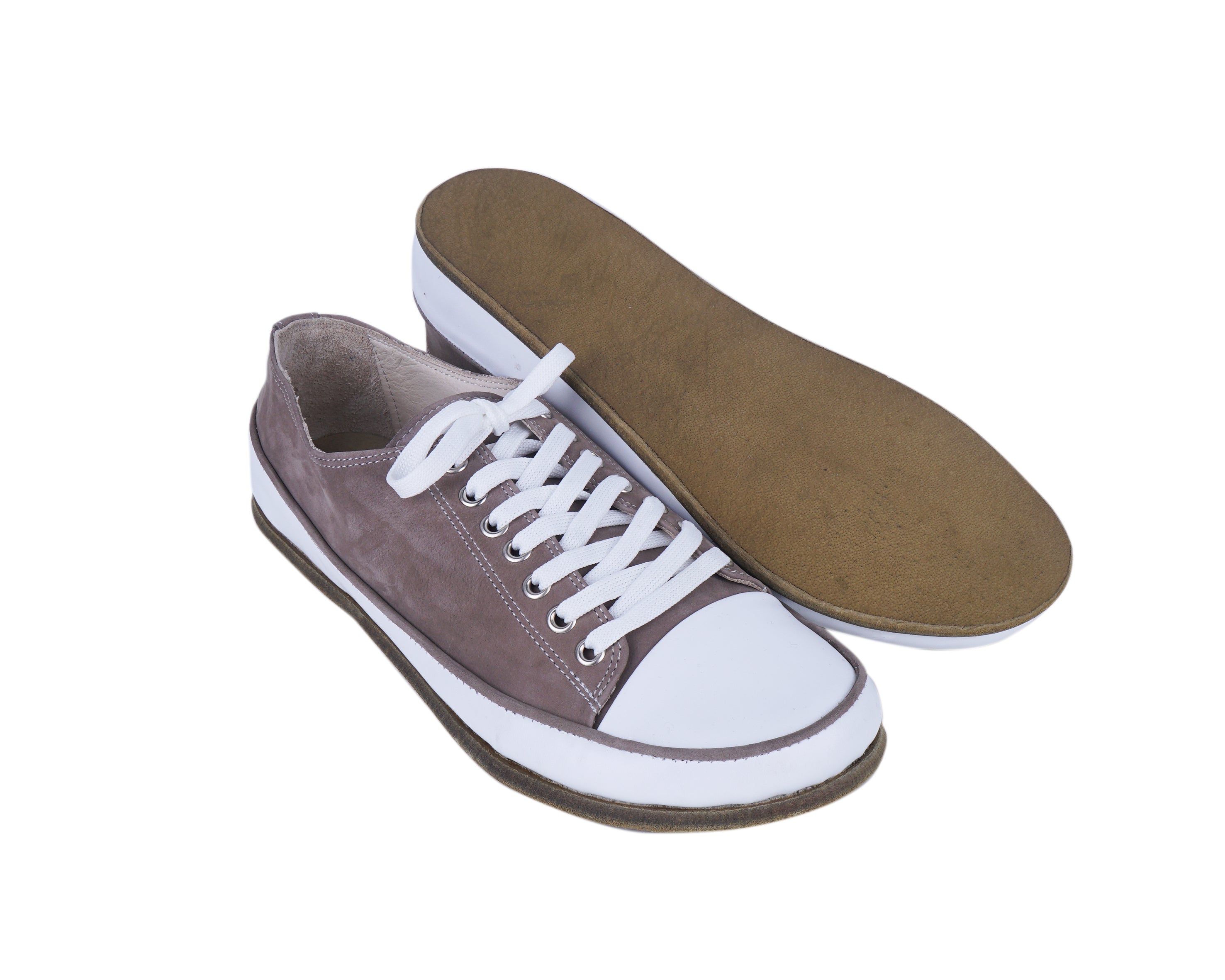 Smoked Converse Style Wide Barefoot Nubuck Leather Handmade Shoes