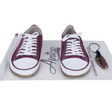 Burgundy Converse Style Wide Barefoot Nubuck Leather Handmade Shoes 