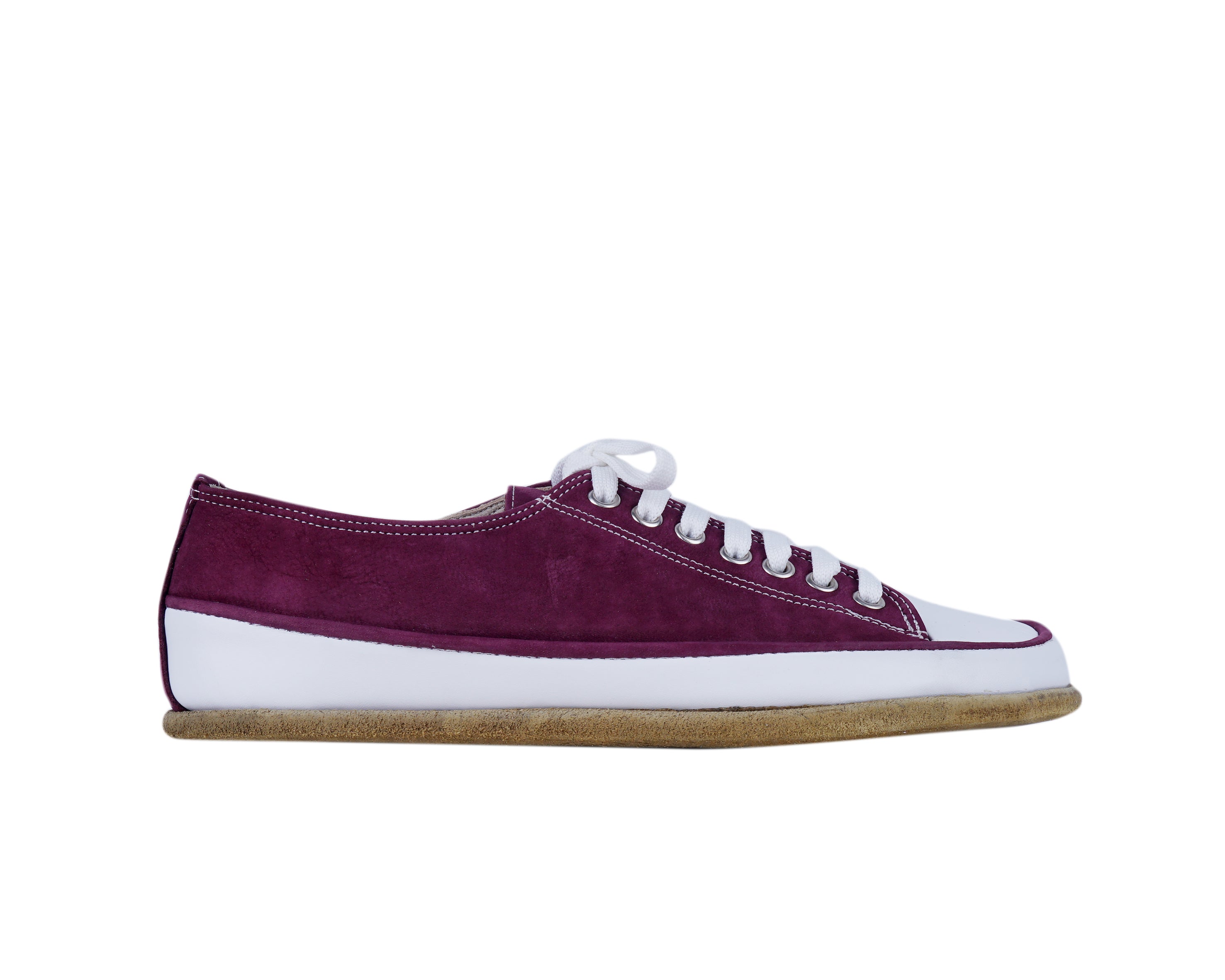 Burgundy Converse Style Wide Barefoot Nubuck Leather Handmade Shoes