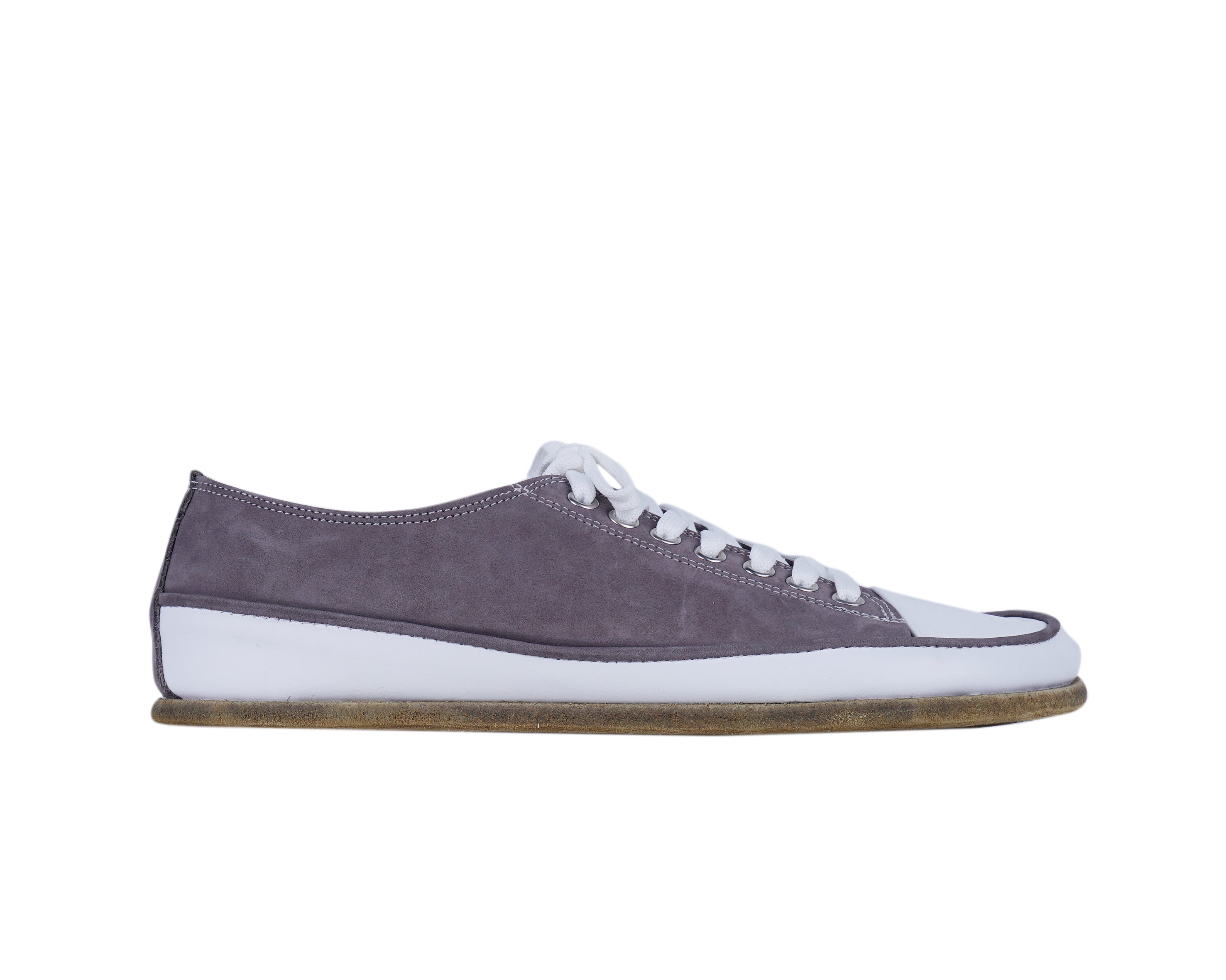 Gray Converse Style Wide Barefoot Nubuck Leather Handmade Shoes 