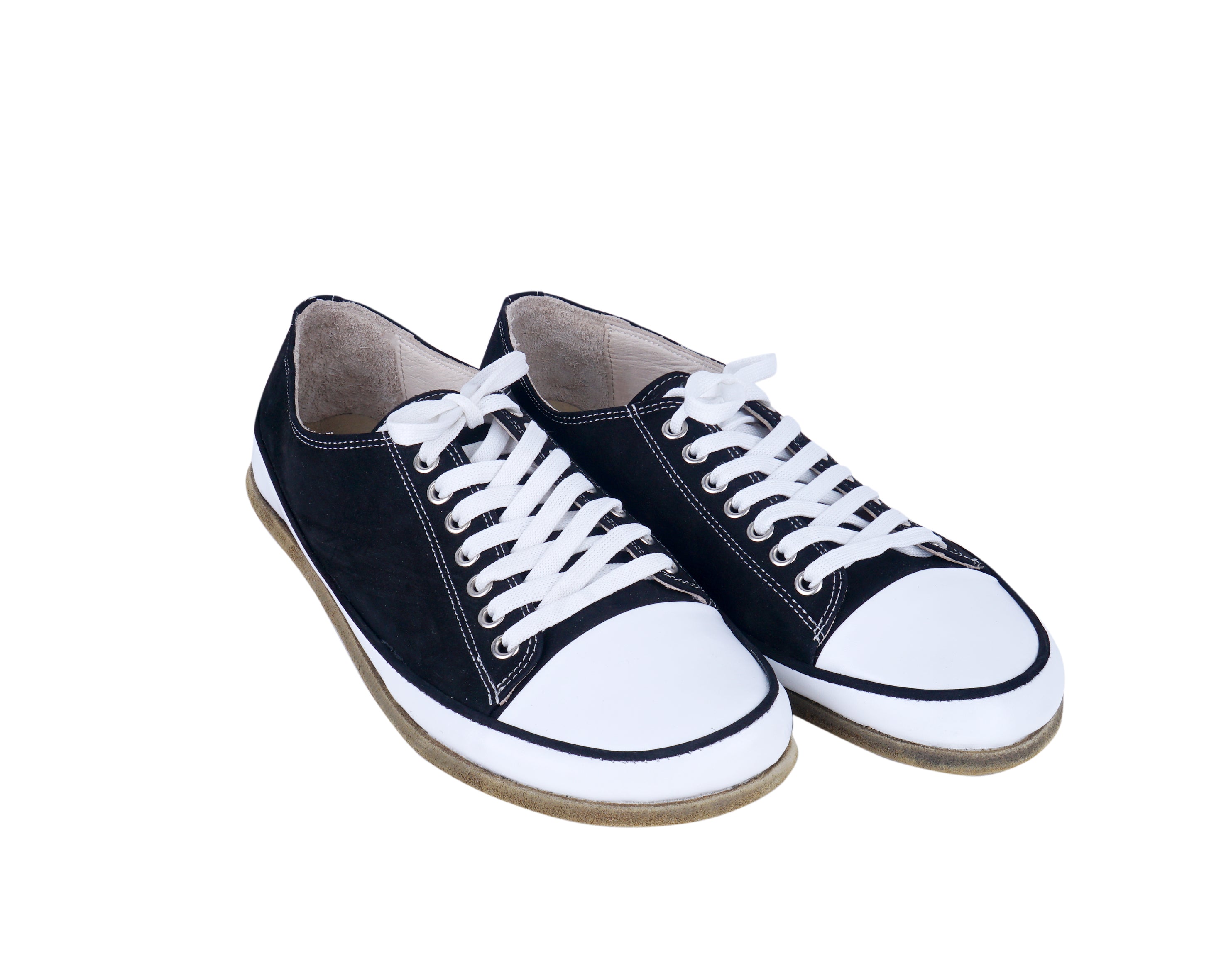 Black Converse Style Wide Barefoot Nubuck Leather Handmade Shoes