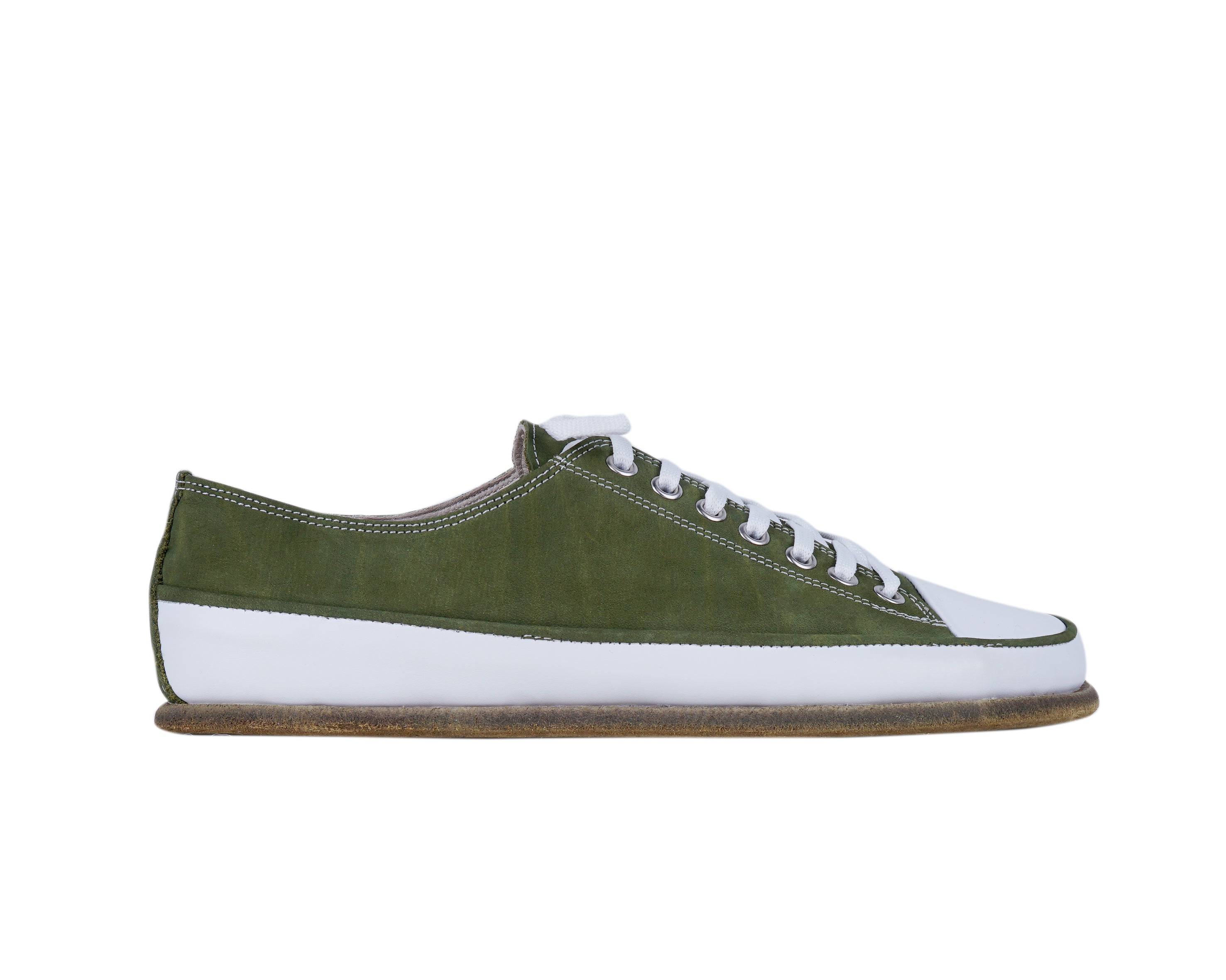 Green Converse Style Wide Barefoot Nubuck Leather Handmade Shoes