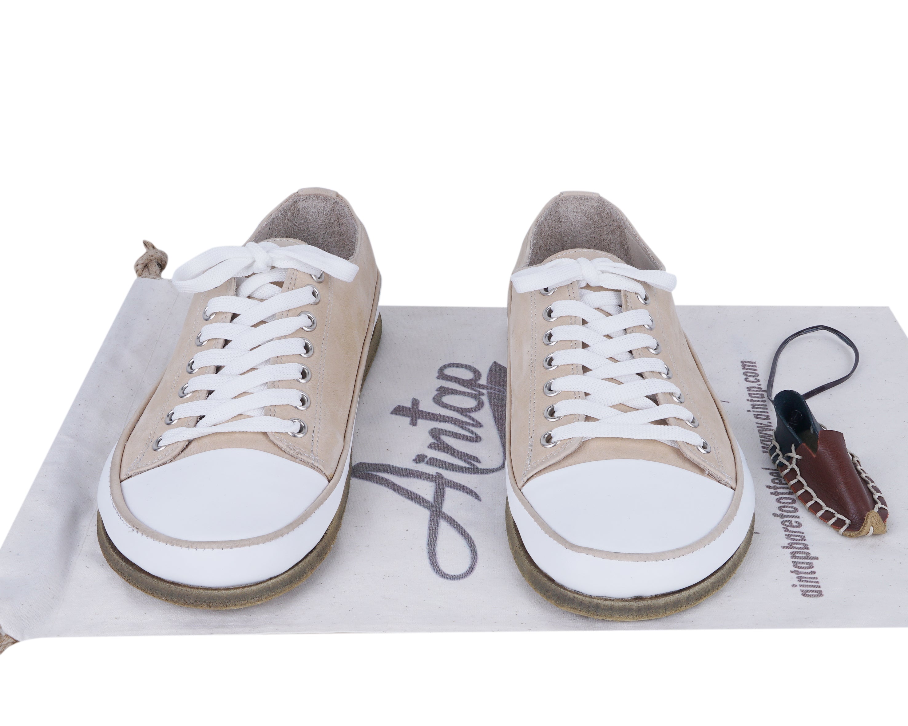 Cream Converse Style Wide Barefoot Nubuck Leather Handmade Shoes 
