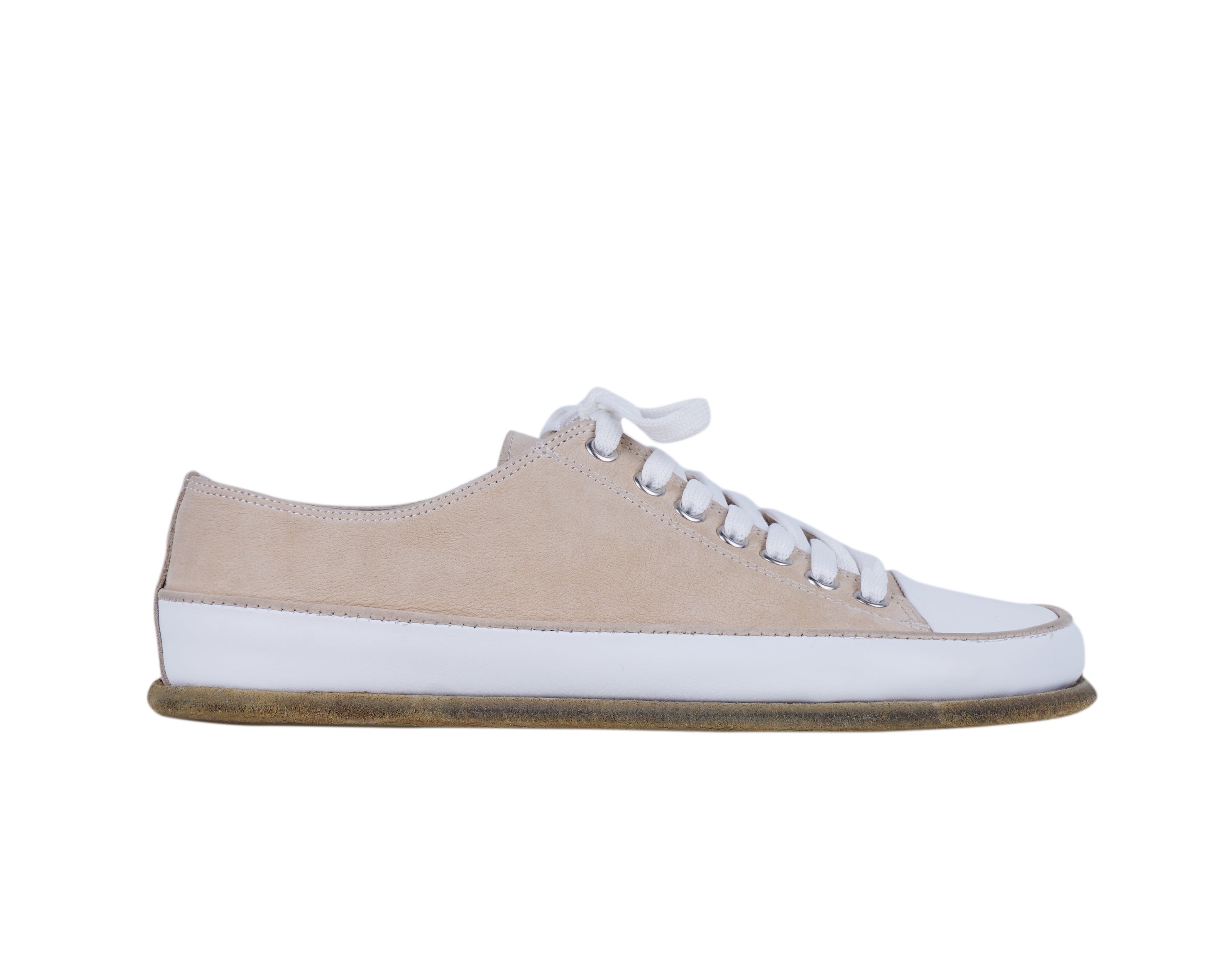 Cream Converse Style Wide Barefoot Nubuck Leather Handmade Shoes 