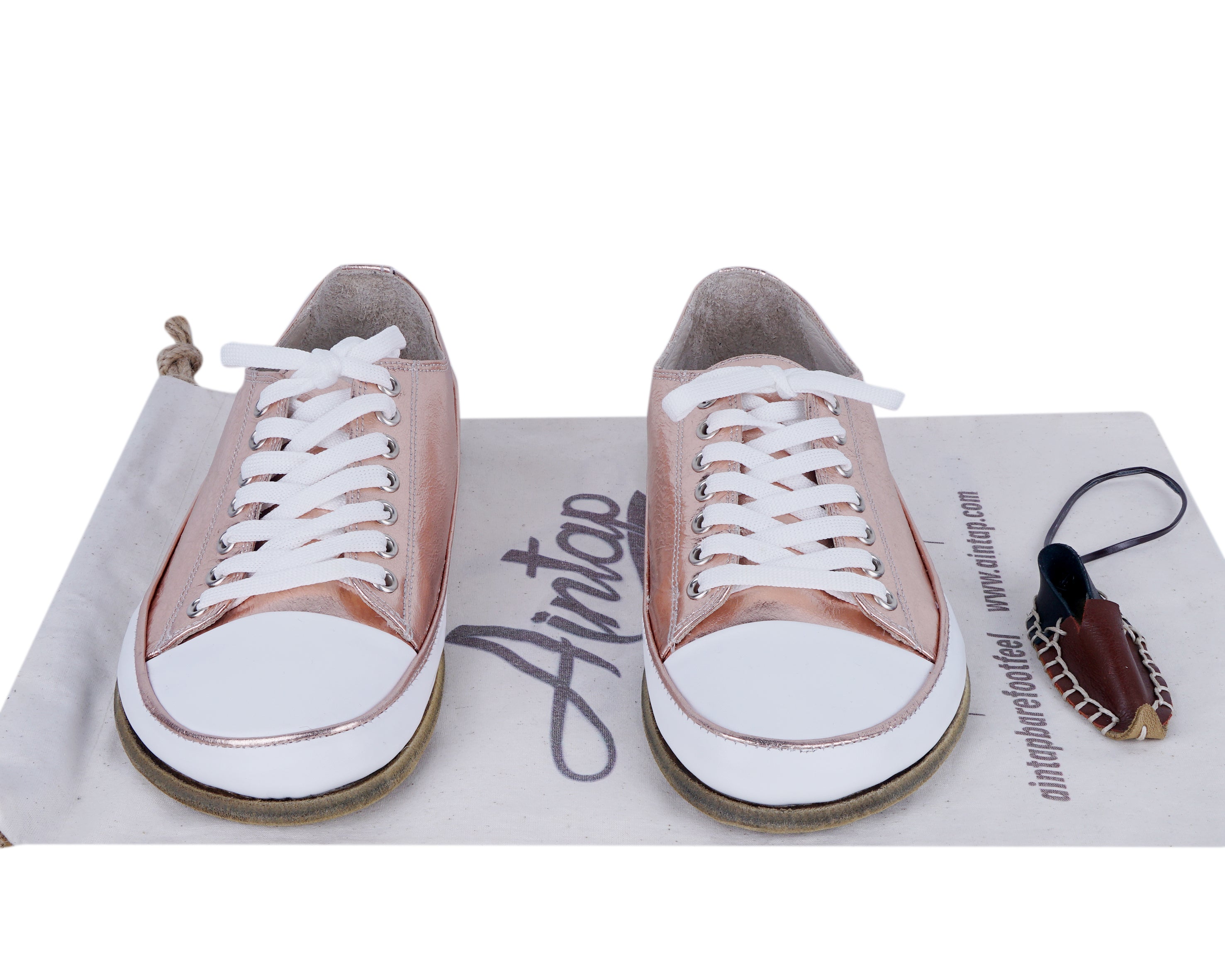 Rose Converse Style Wide Barefoot Smooth Leather Handmade Shoes