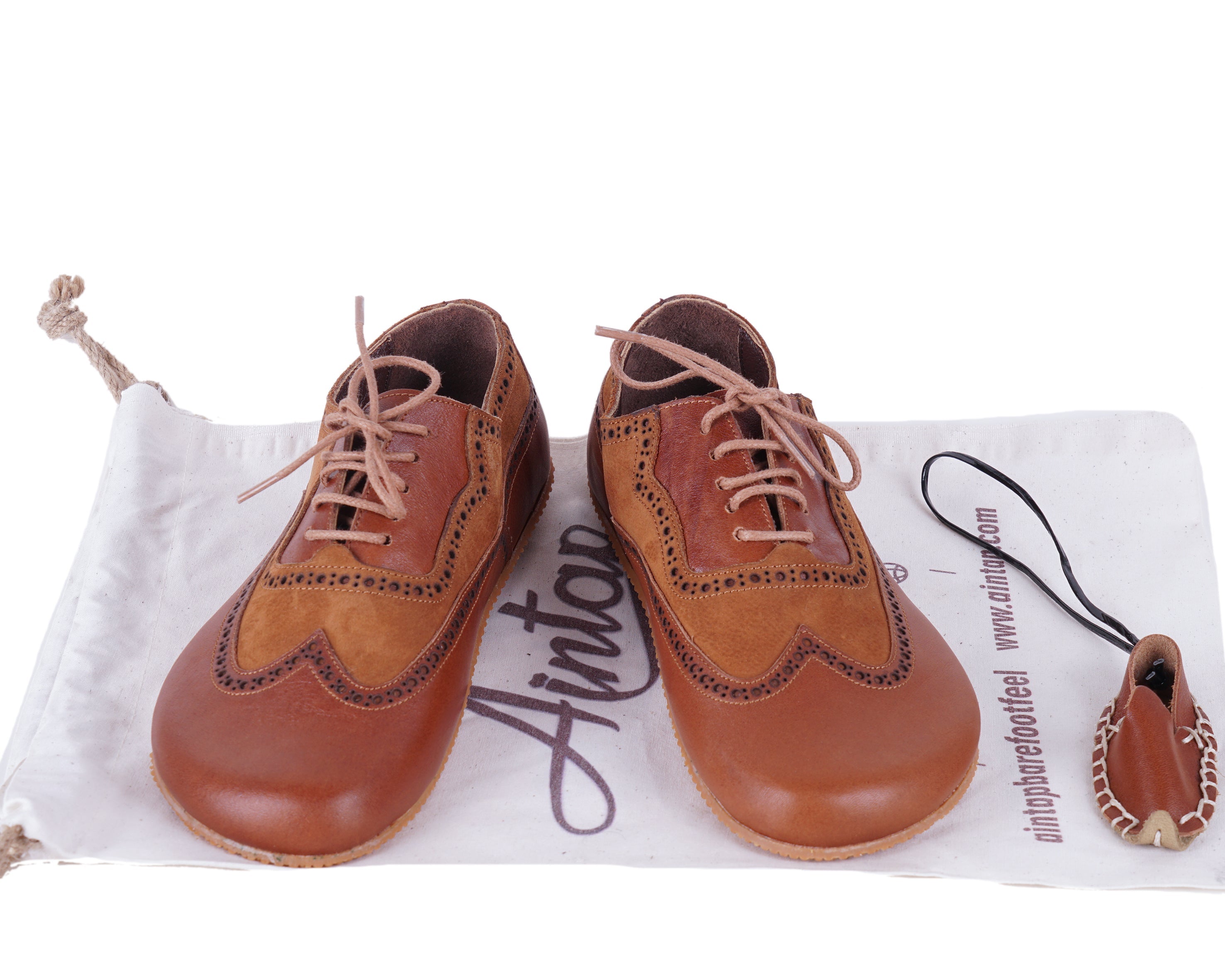 Brown Moccasins Wide Barefoot Shoes Smooth Leather Handmade 6mm Rubber Outsole 