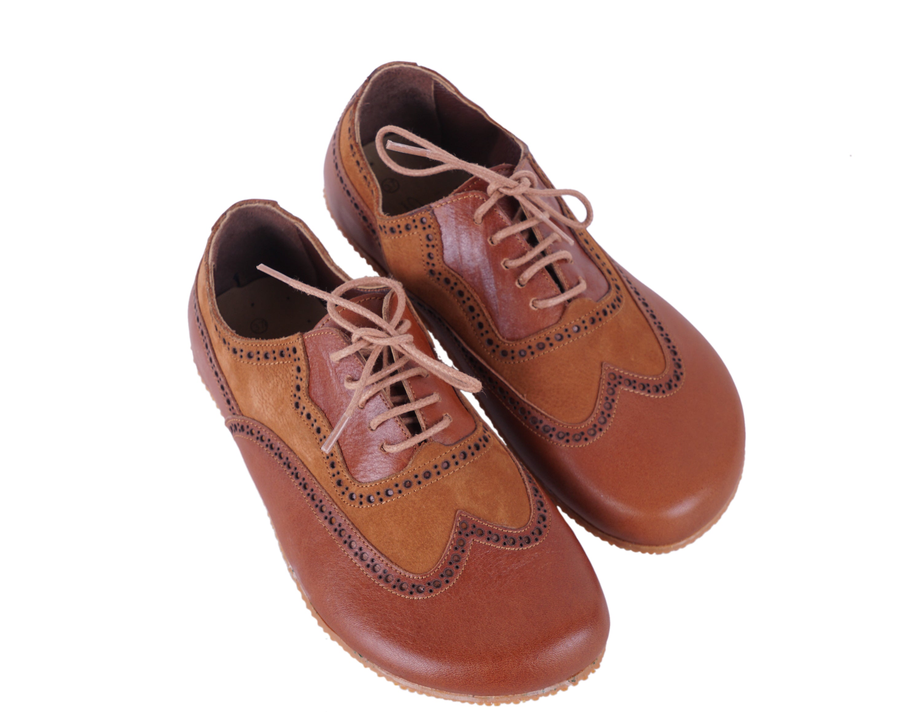 Brown Moccasins Wide Barefoot Shoes Smooth Leather Handmade 6mm Rubber Outsole 