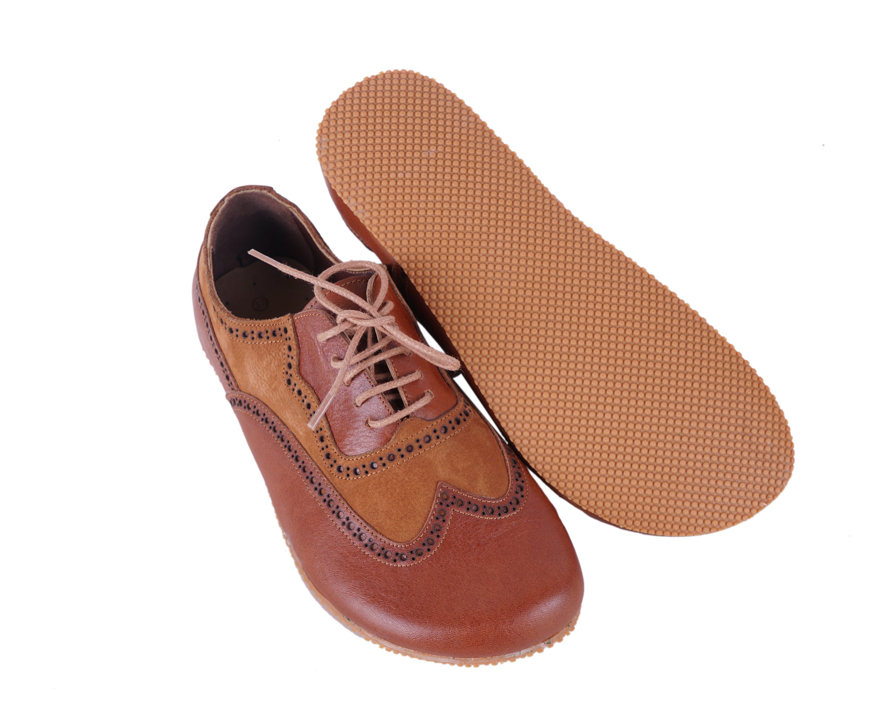Brown Moccasins Wide Barefoot Shoes Smooth Leather Handmade 6mm Rubber Outsole 