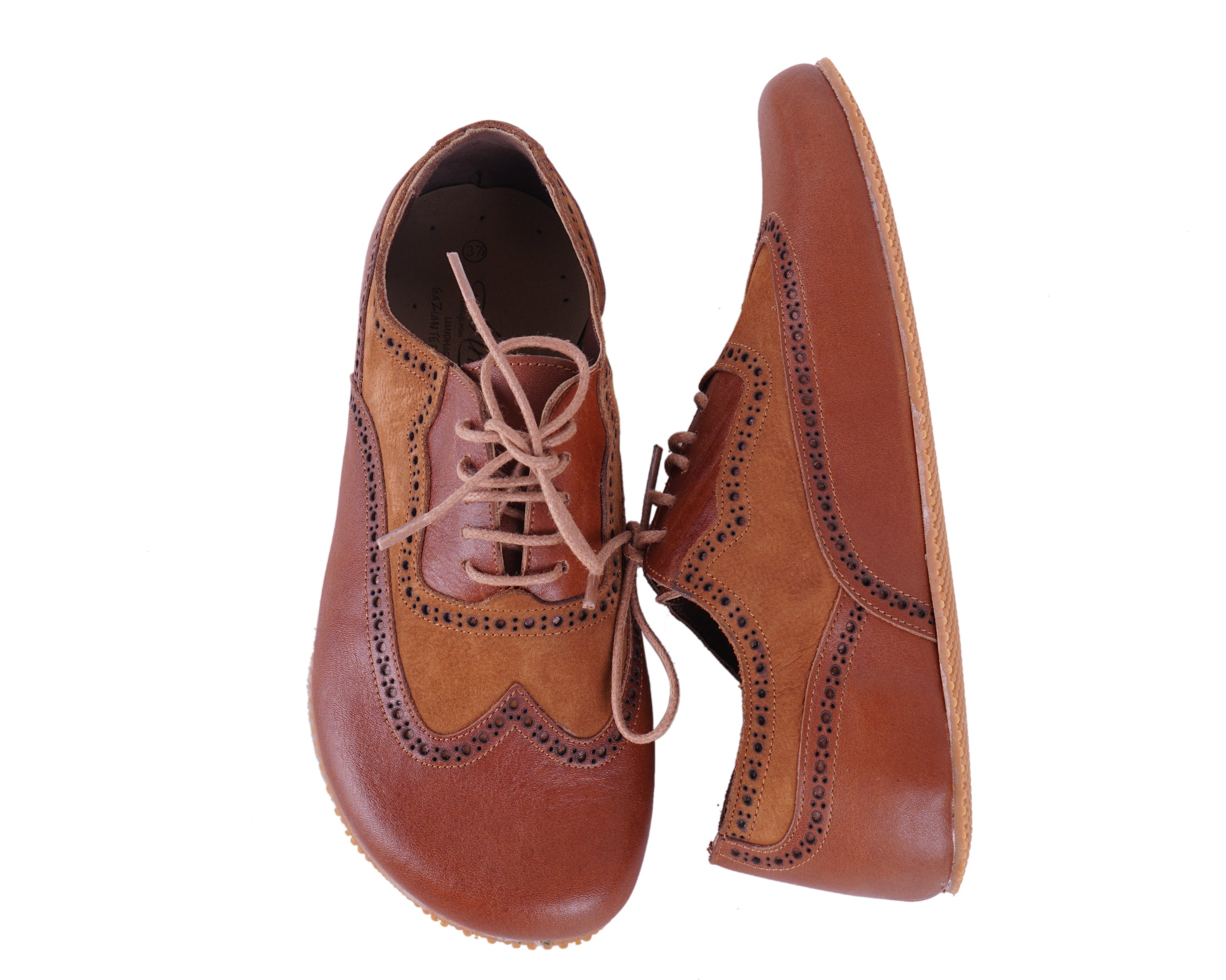 Brown Moccasins Wide Barefoot Shoes Smooth Leather Handmade 6mm Rubber Outsole 