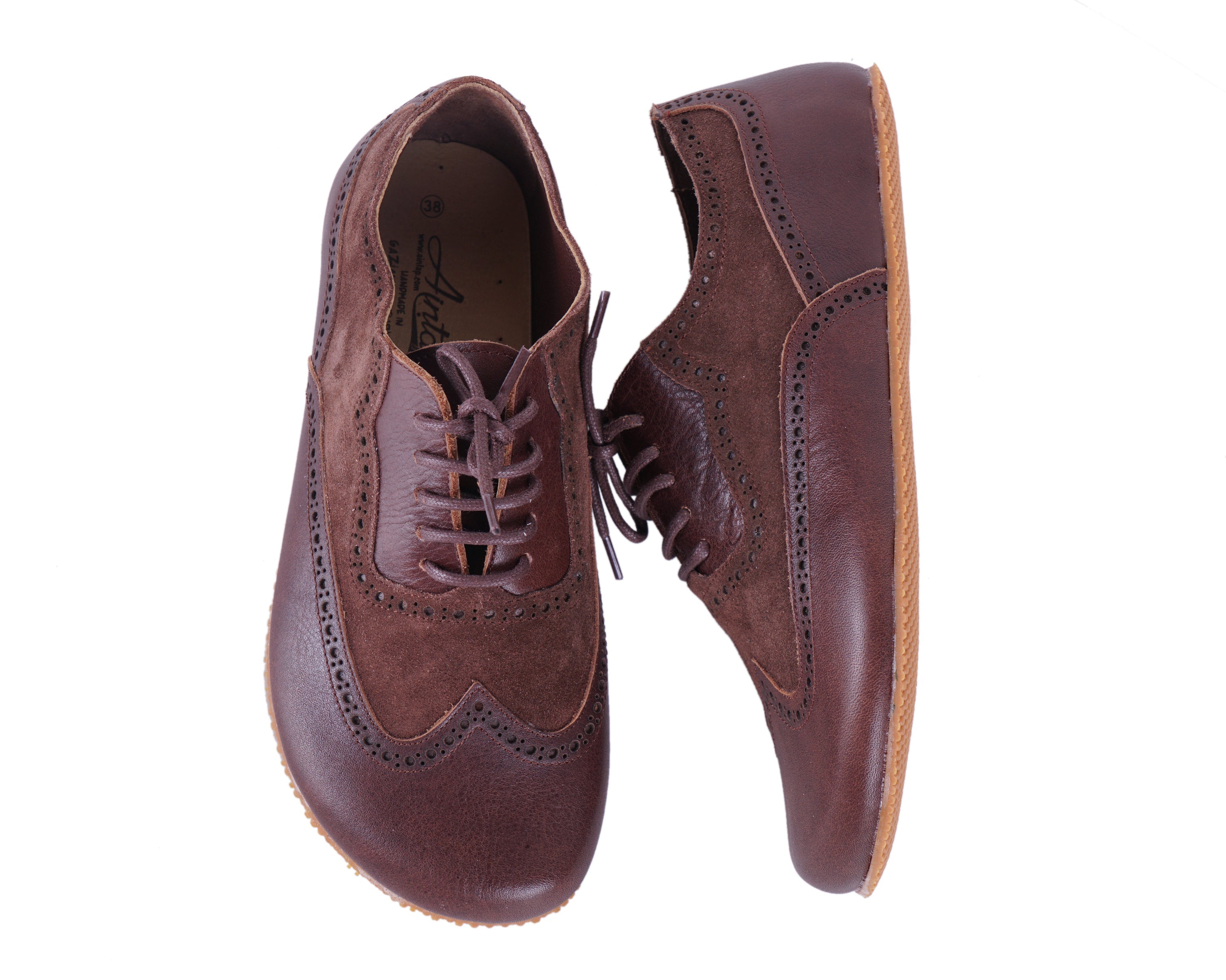 Dark Brown Moccasins Wide Barefoot Shoes Smooth Leather Handmade 6mm Rubber Outsole 