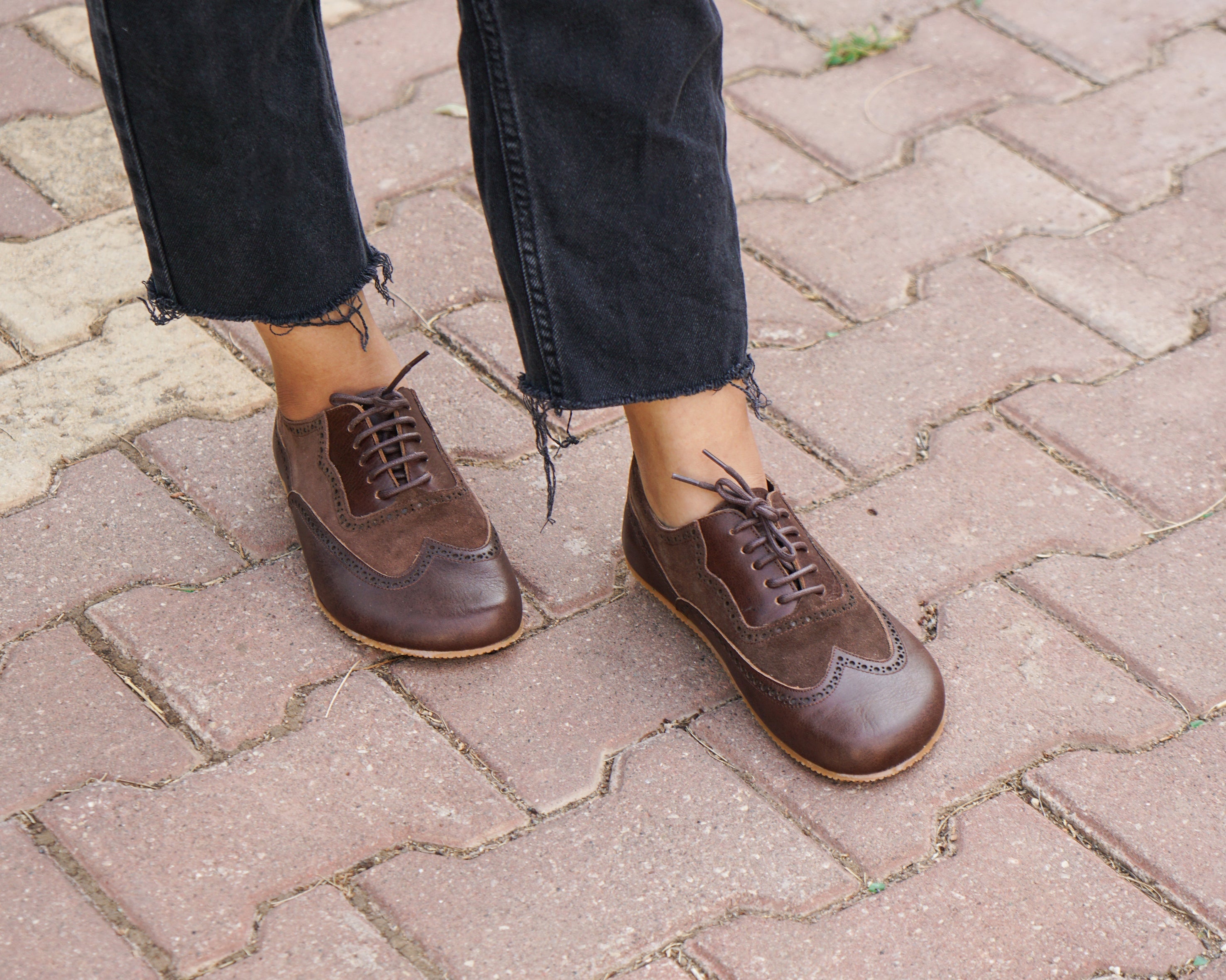 Dark Brown Moccasins Wide Barefoot Shoes Smooth Leather Handmade 6mm Rubber Outsole 